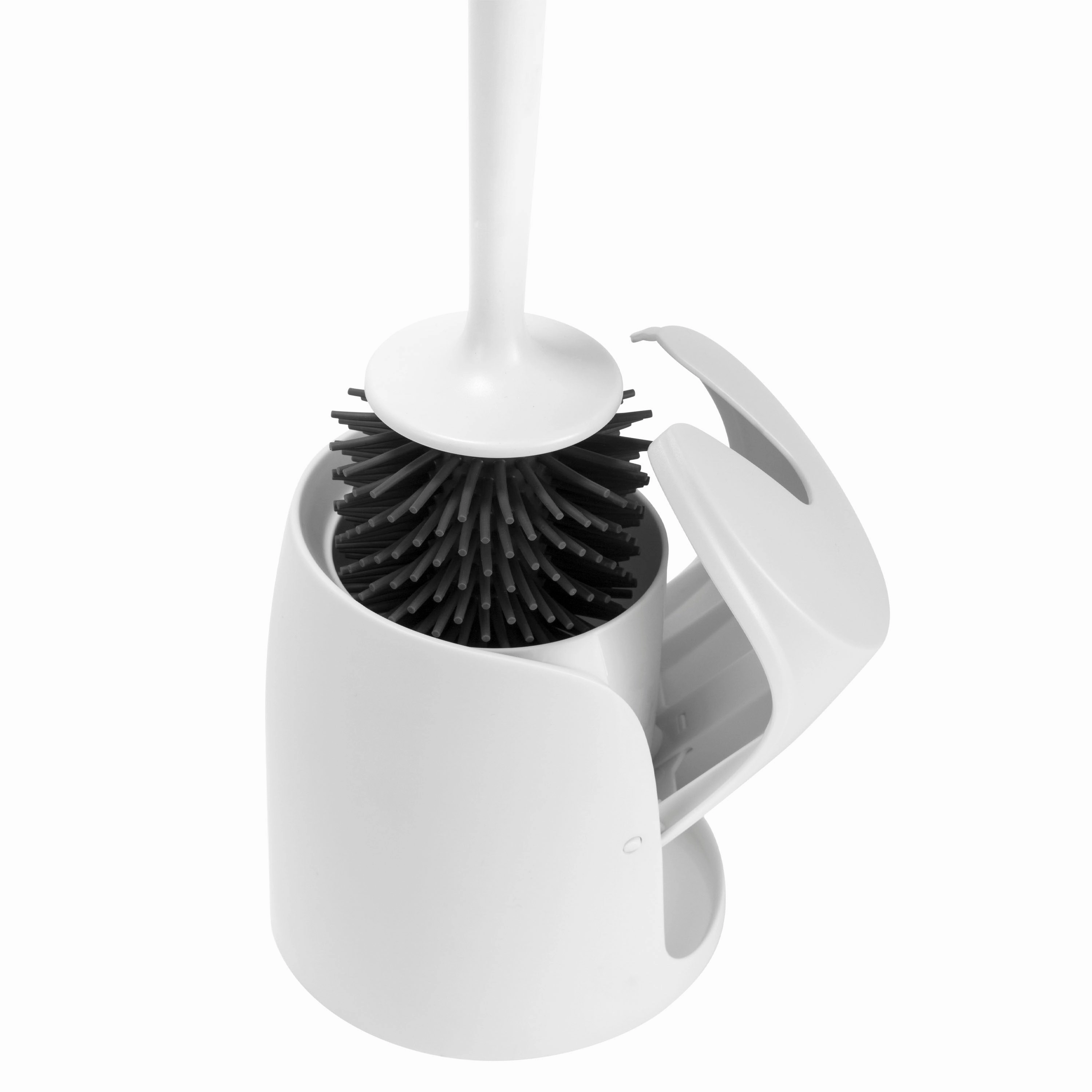 Bath Bliss 2 Pack Self Closing Lid Toilet Brush with Soft Rubber Bristles - Dimensions: 5"x5"x 17"