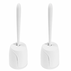 Bath Bliss 2 Pack Self Closing Lid Toilet Brush with Soft Rubber Bristles - Dimensions: 5"x5"x 17" Toilet Brush,Bathroom Cleaner