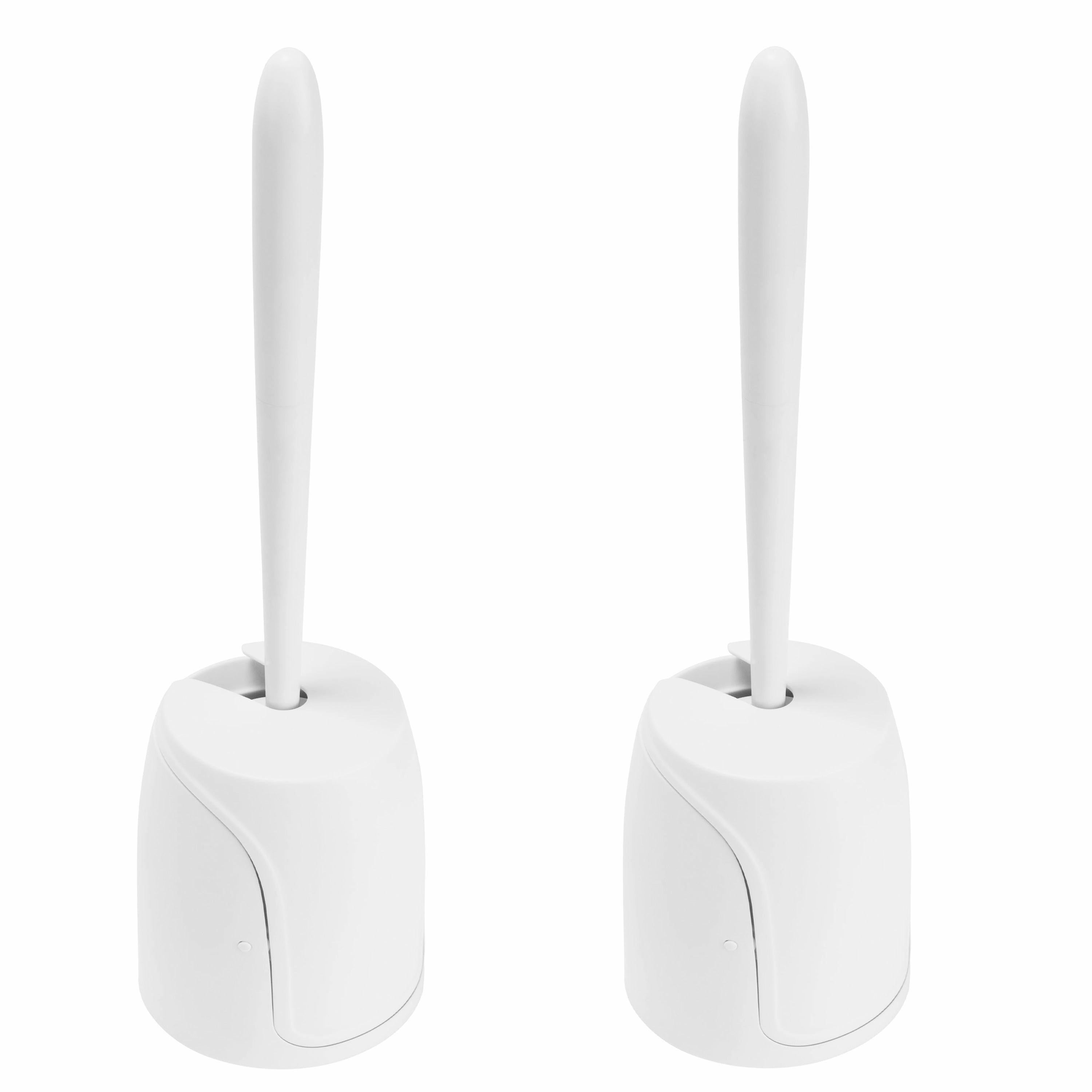 Bath Bliss 2 Pack Self Closing Lid Toilet Brush with Soft Rubber Bristles - Dimensions: 5"x5"x 17" Toilet Brush,Bathroom Cleaner