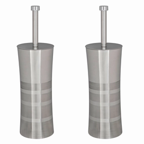 Bath Bliss 2 Pack Stainless Steel Toilet Brush and Holder in Two Tone - Dimensions: 3.94" x 3.94" x 14.17" Toilet Brush,Bathroom Cleaner