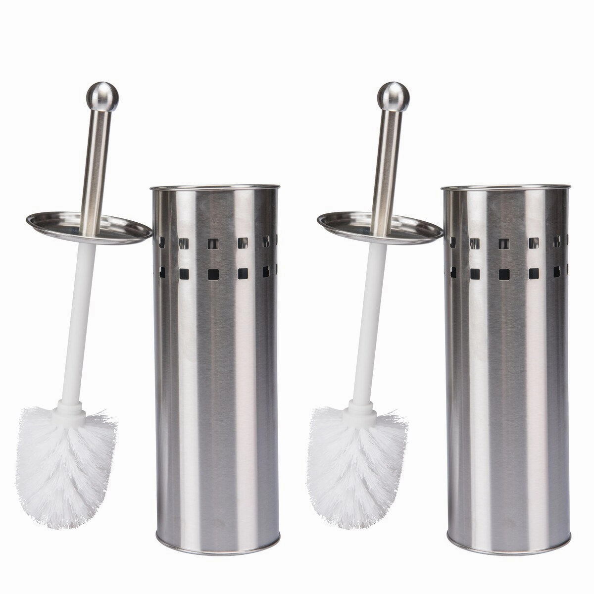 Bath Bliss 2 Pack Stainless Steel Toilet Brush with Air Vents - Set Toilet Brush,Bathroom Cleaner