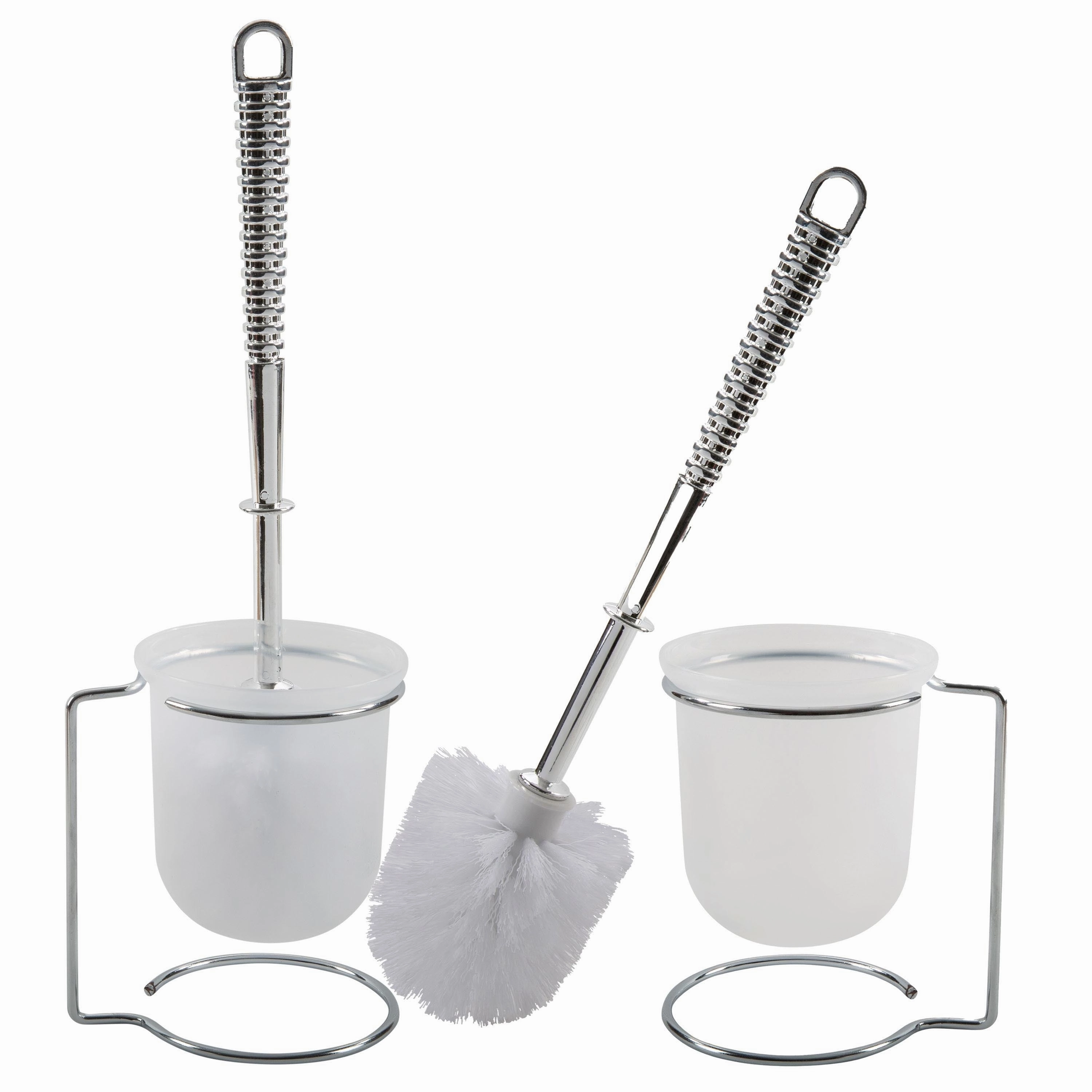 Bath Bliss 2 Pack Steel Toilet Brush and Holder in Chrome - Dimensions: 4.875 x 4 x 14.25? Toilet Brush,Bathroom Cleaner