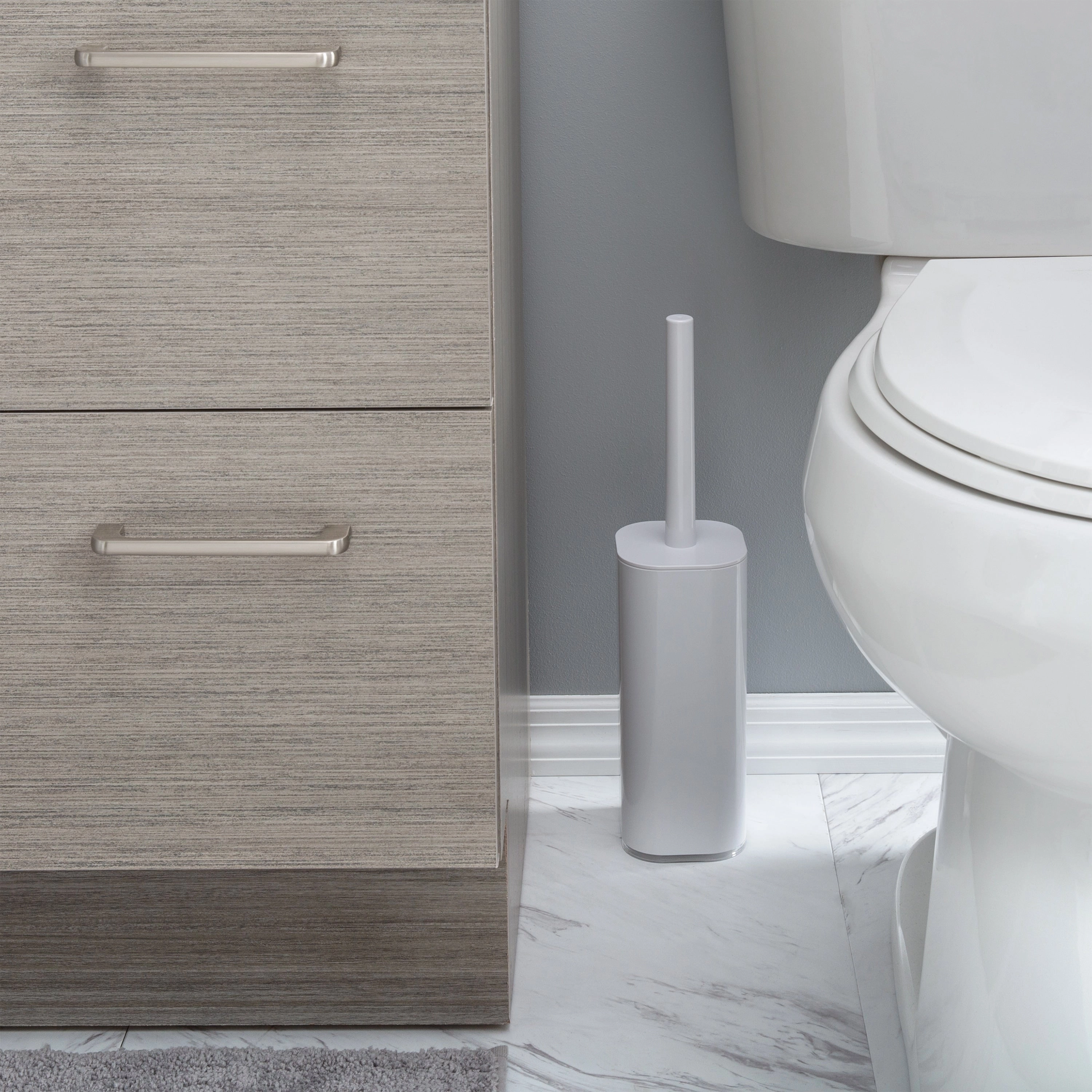 Bath Bliss Acrylic Cylinder Toilet Brush Set in White - 3.5"x 3.5"x 15"