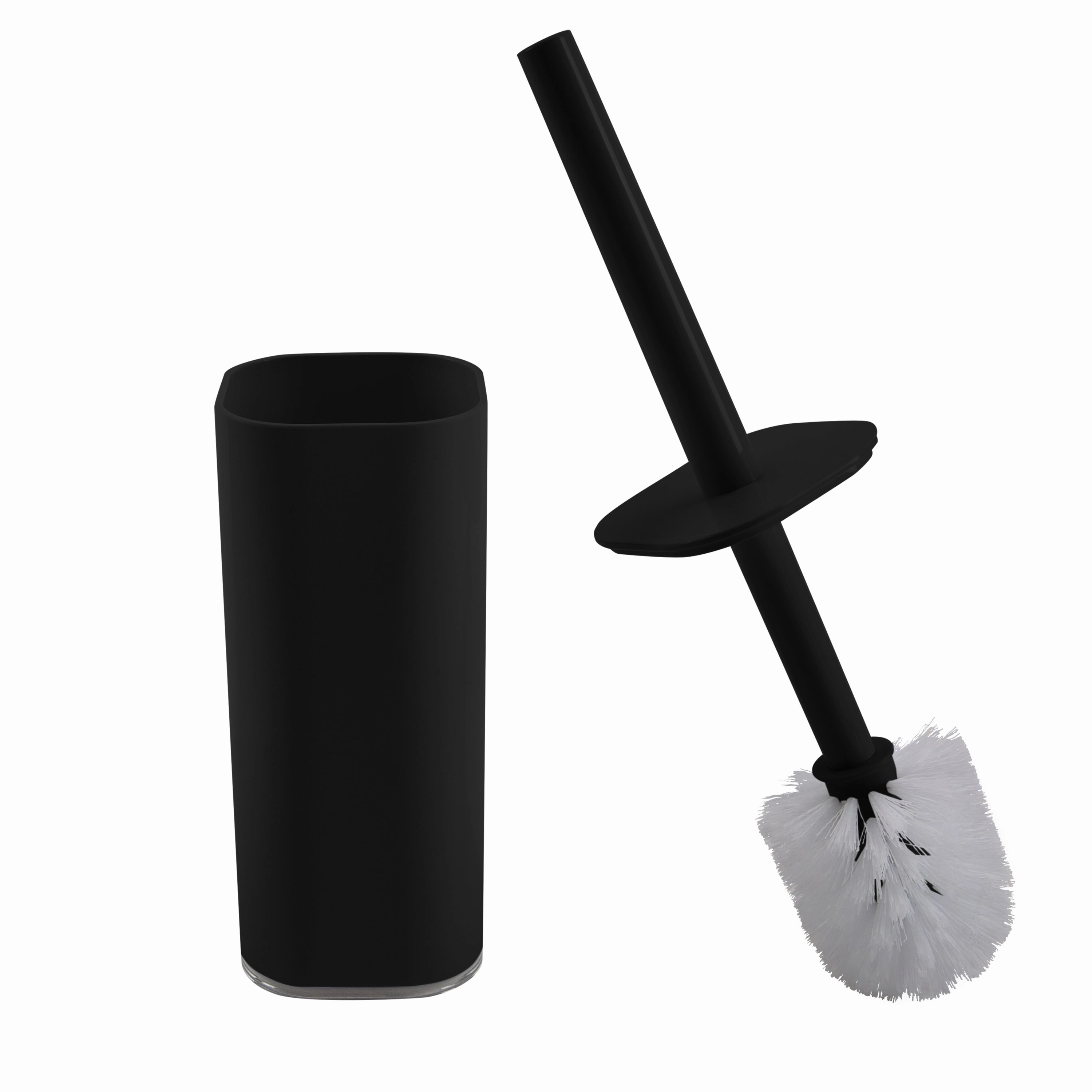 Bath Bliss Acrylic Square Toilet Brush Set in Black - 3.6"x 3.6"x 15.2" Toilet Brush,Bathroom Cleaner