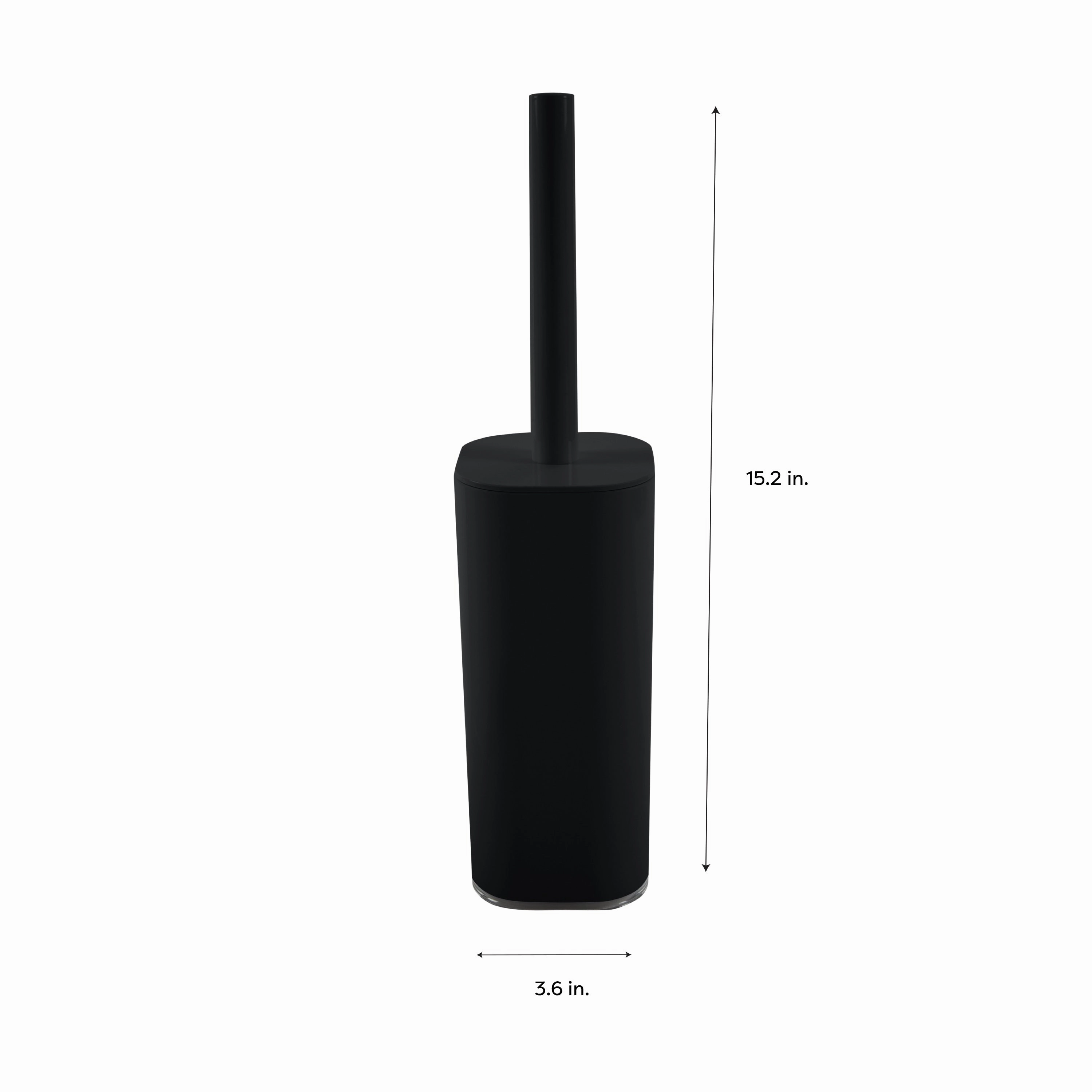 Bath Bliss Acrylic Square Toilet Brush Set in Black - 3.6"x 3.6"x 15.2"