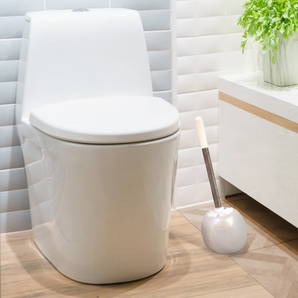 Bath Bliss Ceramic Dome Toilet Brush & Holder in Iridescent - 5.7"RDx 14"