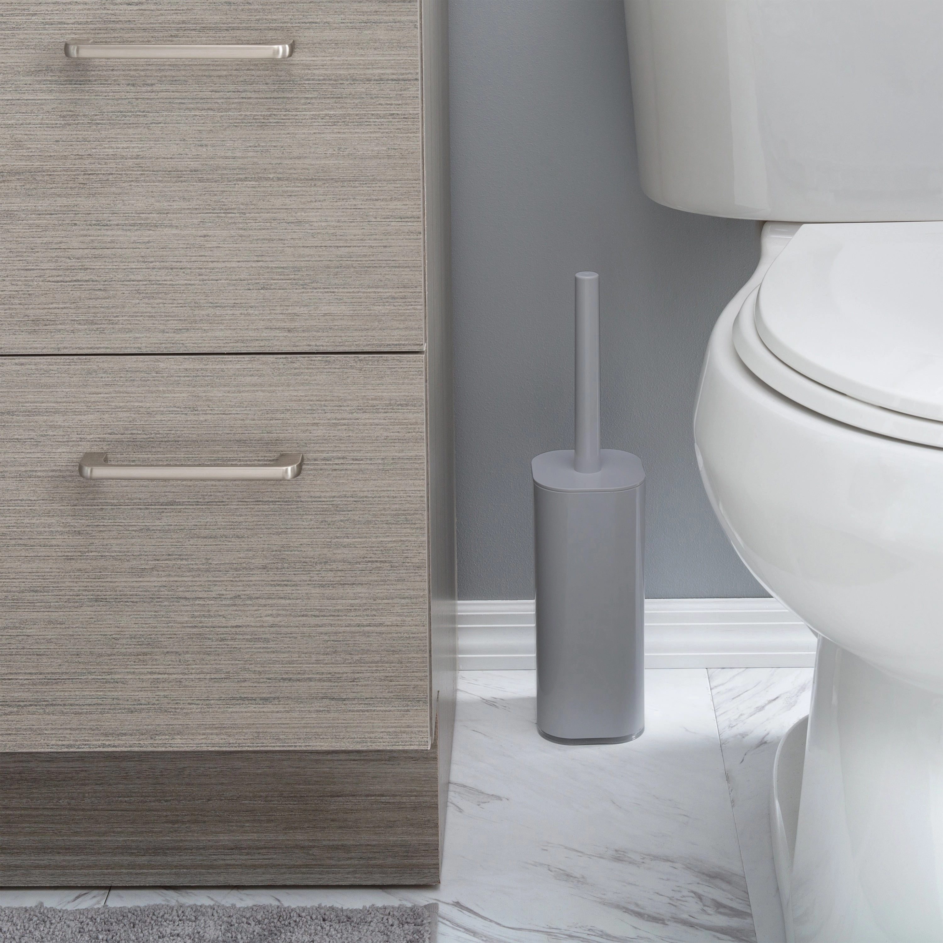 Bath Bliss Contemporary Acrylic Toilet Brush Set in Grey - 3.5"x 3.5"x 15"