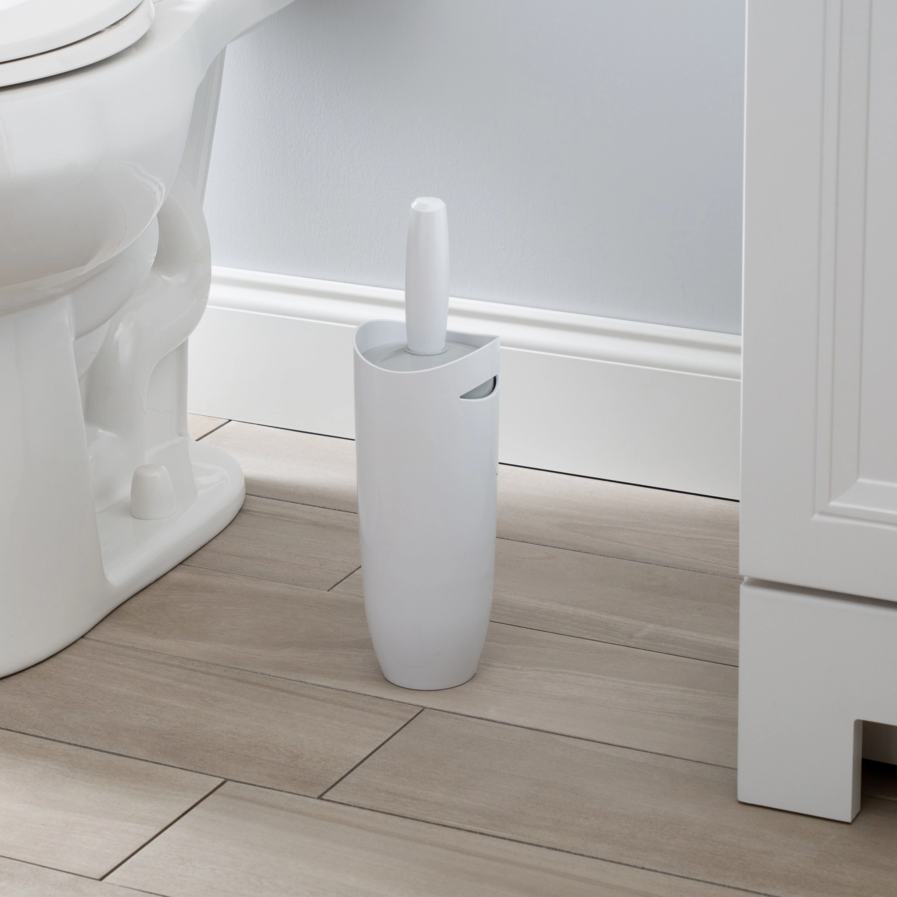 Bath Bliss Contour Toilet Brush and Holder in White - 3.94" x 3.94" x 13.75"