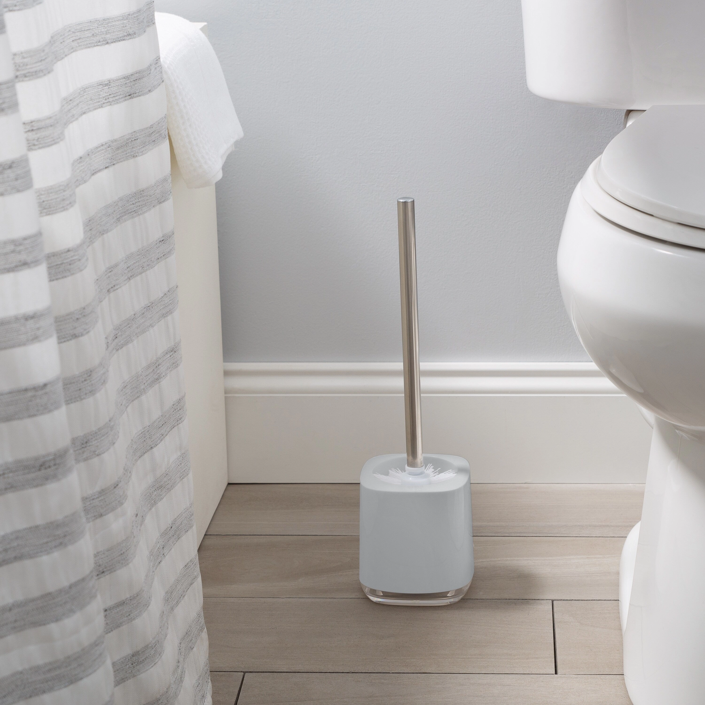 Bath Bliss Luxury Toilet Brush Holder in Grey - 4" x 4" x 15"