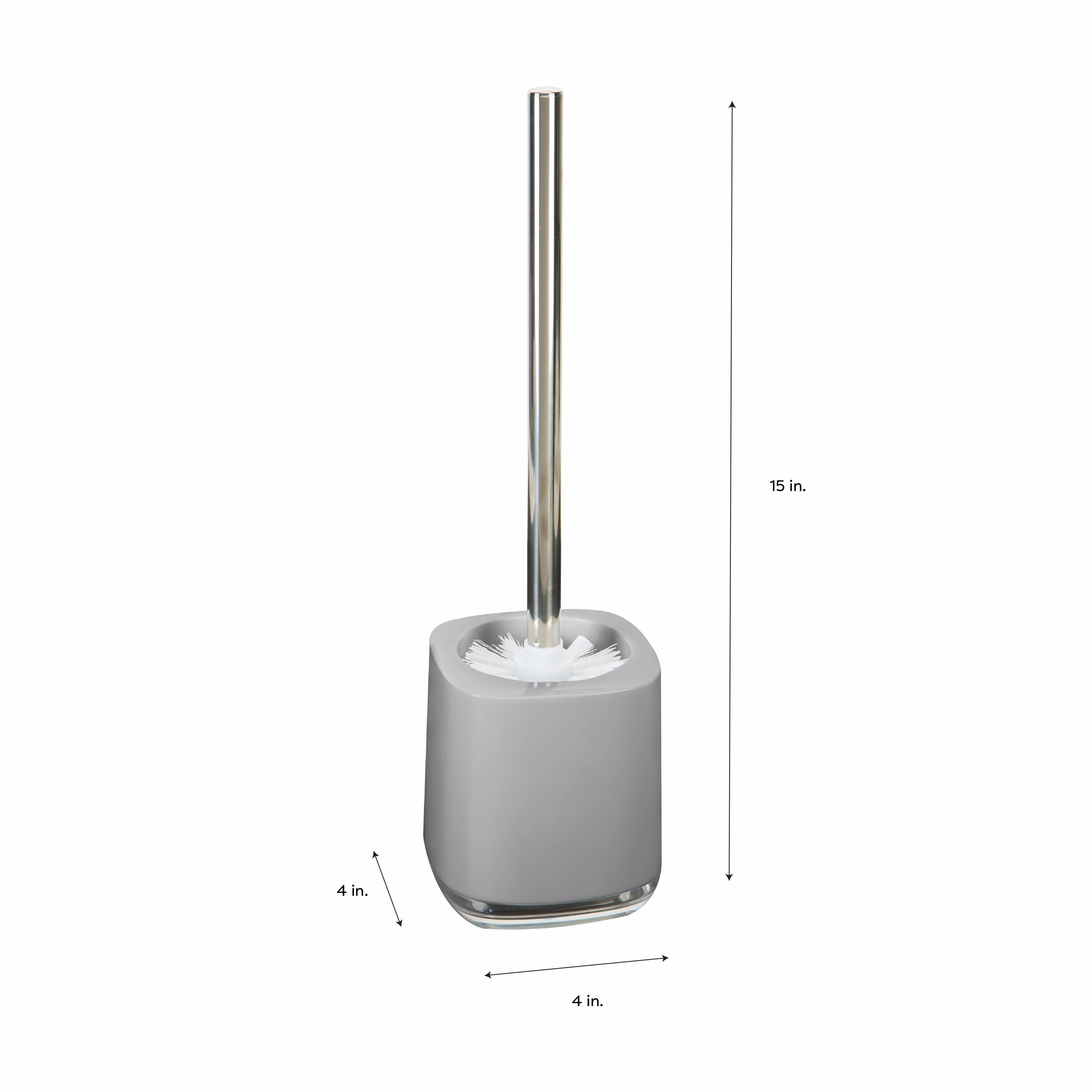 Bath Bliss Luxury Toilet Brush Holder in Grey - 4" x 4" x 15"