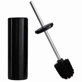 Bath Bliss Modern Aluminum Deluxe Stainless Steel Toilet Brush with Removable Liner in Black Toilet Brush,Bathroom Cleaner