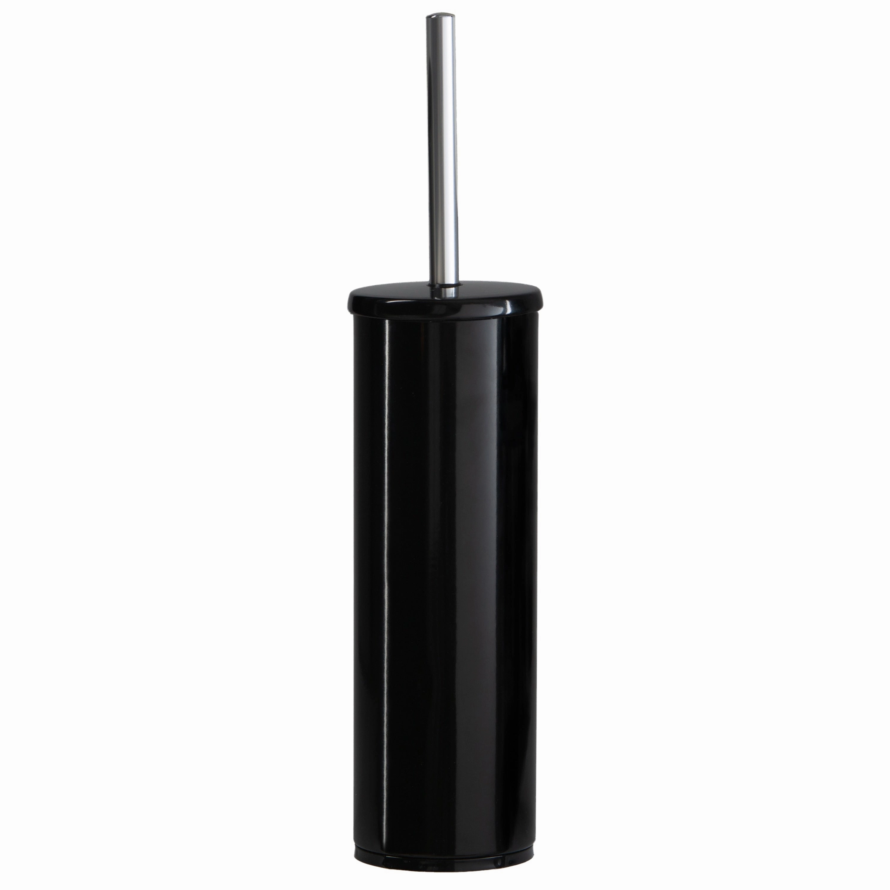 Bath Bliss Modern Aluminum Deluxe Stainless Steel Toilet Brush with Removable Liner in Black
