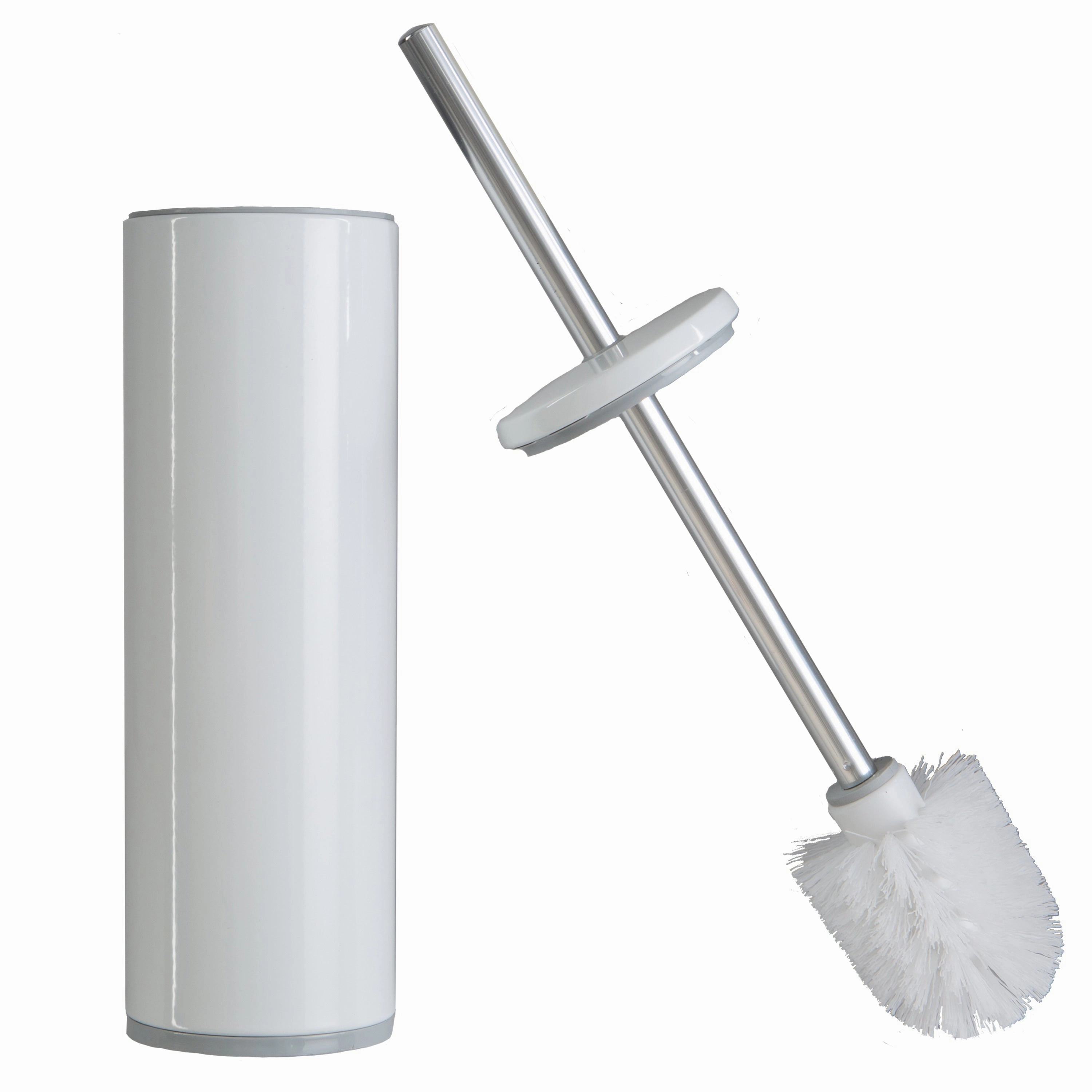 Bath Bliss Modern Aluminum Deluxe Stainless Steel Toilet Brush with Removable Liner in Black