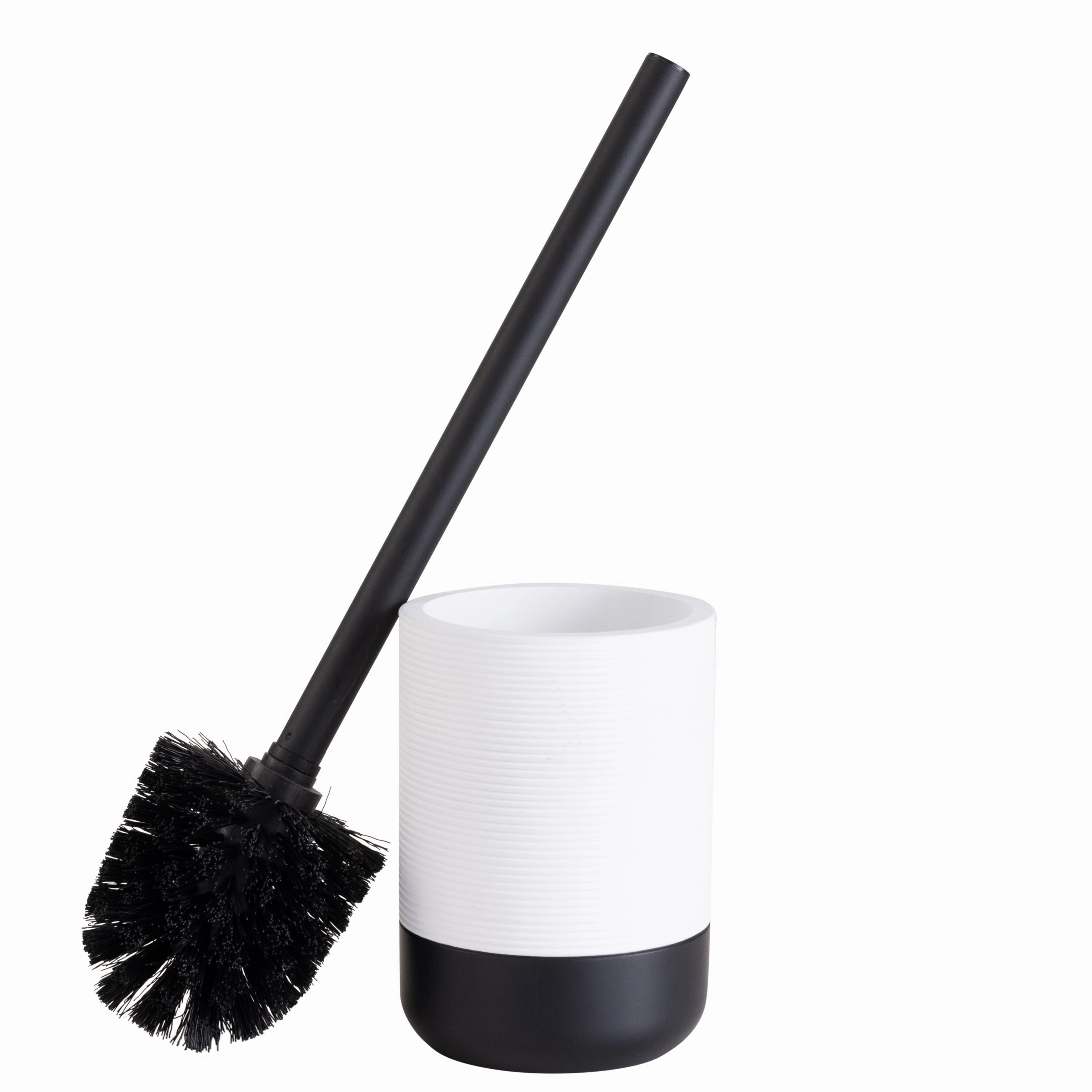 Bath Bliss Monochrome Toilet Brush in White & Black - 4"x 4"x 14.96" Toilet Brush,Bathroom Cleaner