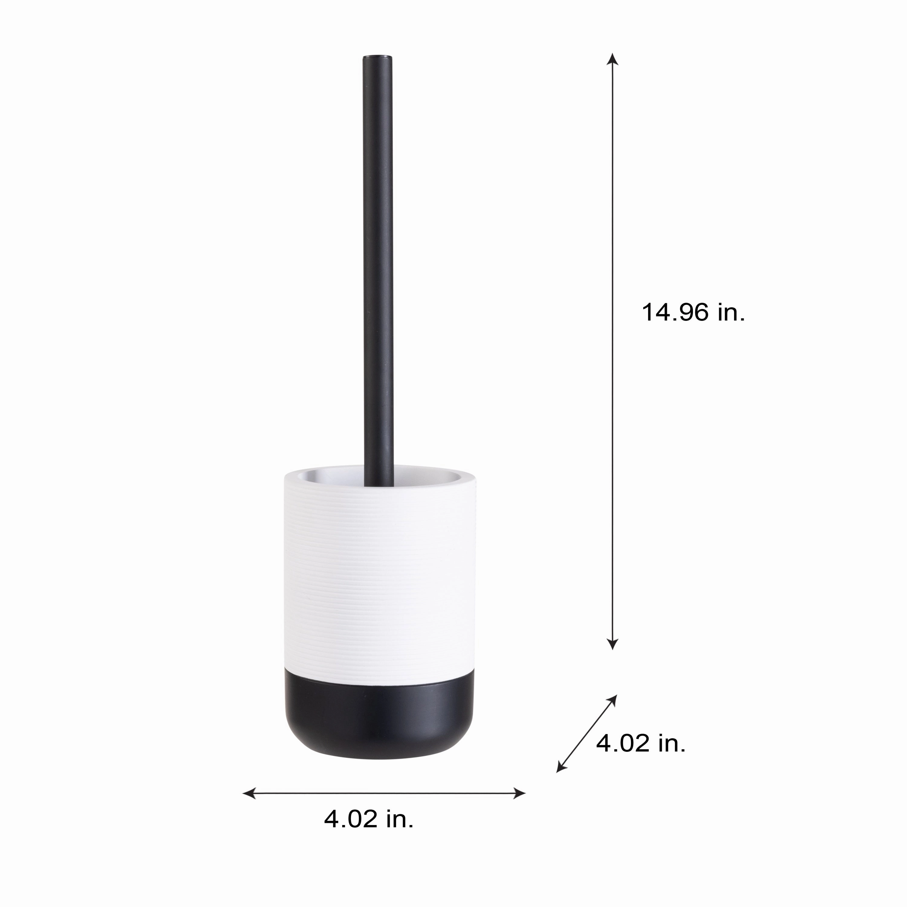 Bath Bliss Monochrome Toilet Brush in White & Black - 4"x 4"x 14.96"