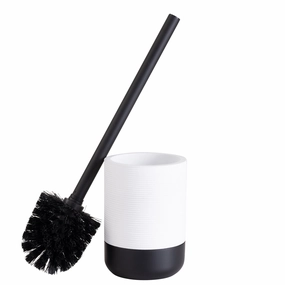 Bath Bliss Monochrome Toilet Brush in White & Black - 4"x 4"x 14.96" Toilet Brush,Bathroom Cleaner