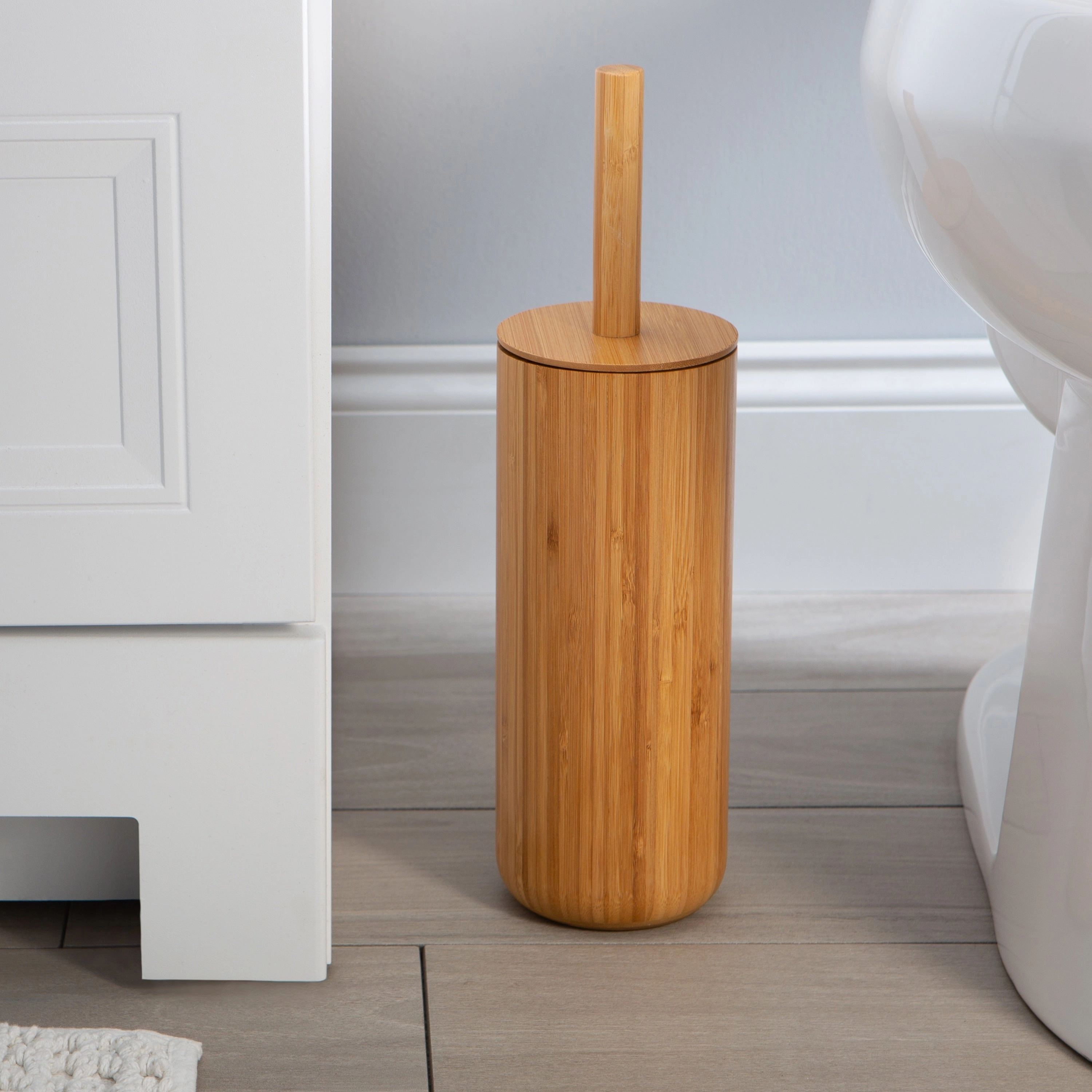 Bath Bliss Rounded Bamboo Toilet Bowl Brush - 3.94 x 3.94 x 14.57