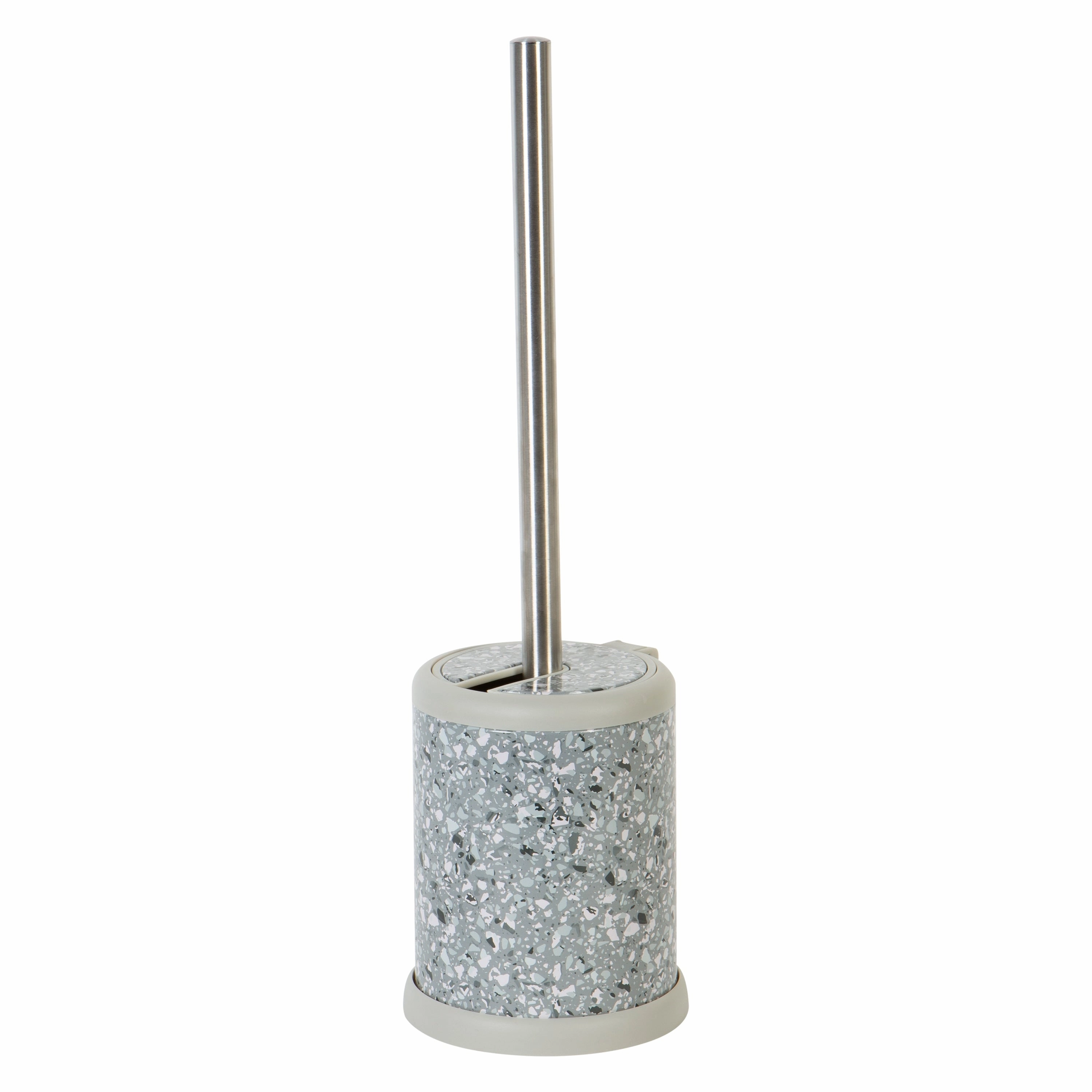 Bath Bliss Self Closing Lid Toilet Brush and Holder in Stainless Steel