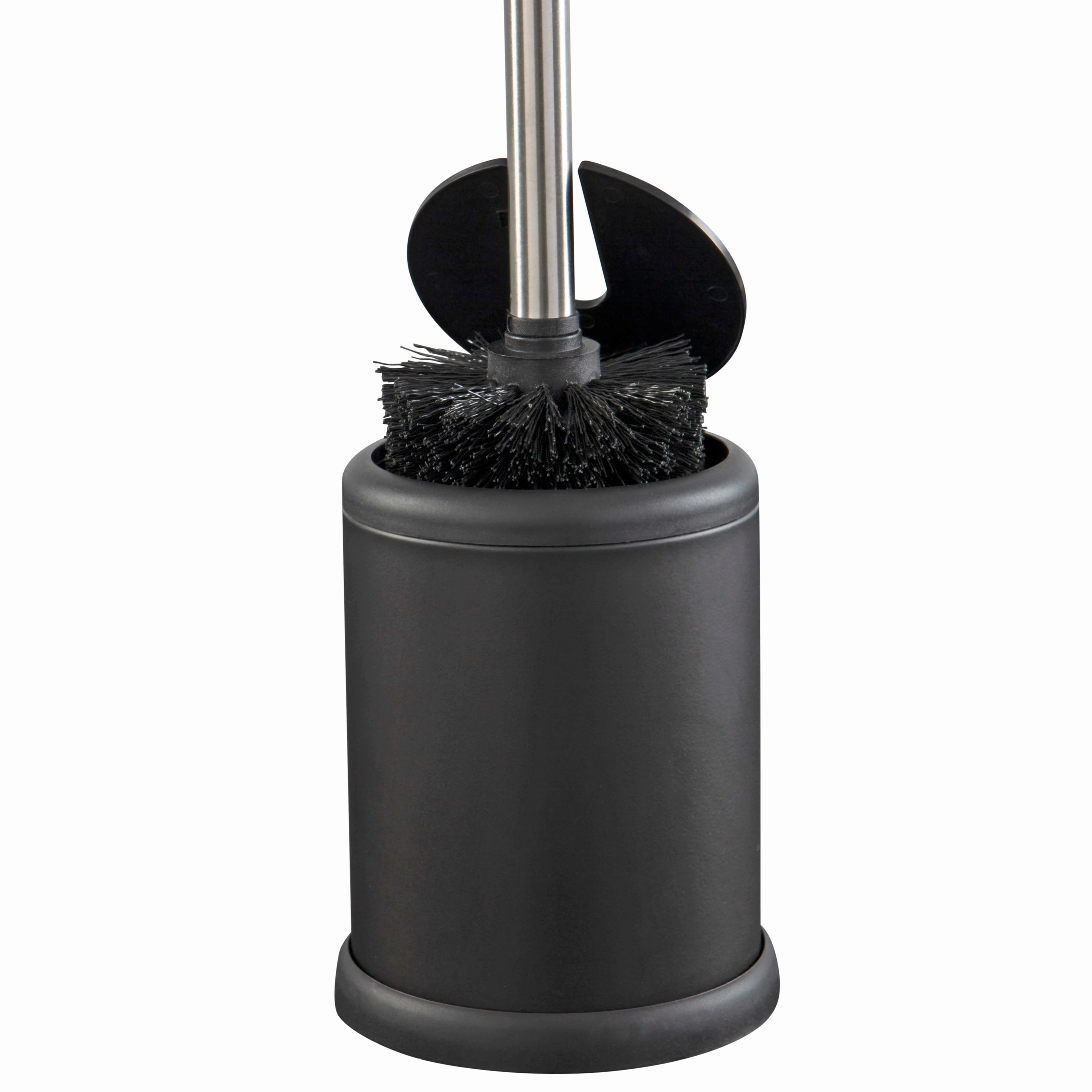 Bath Bliss Self Closing Lid Toilet Brush and Holder in Stainless Steel