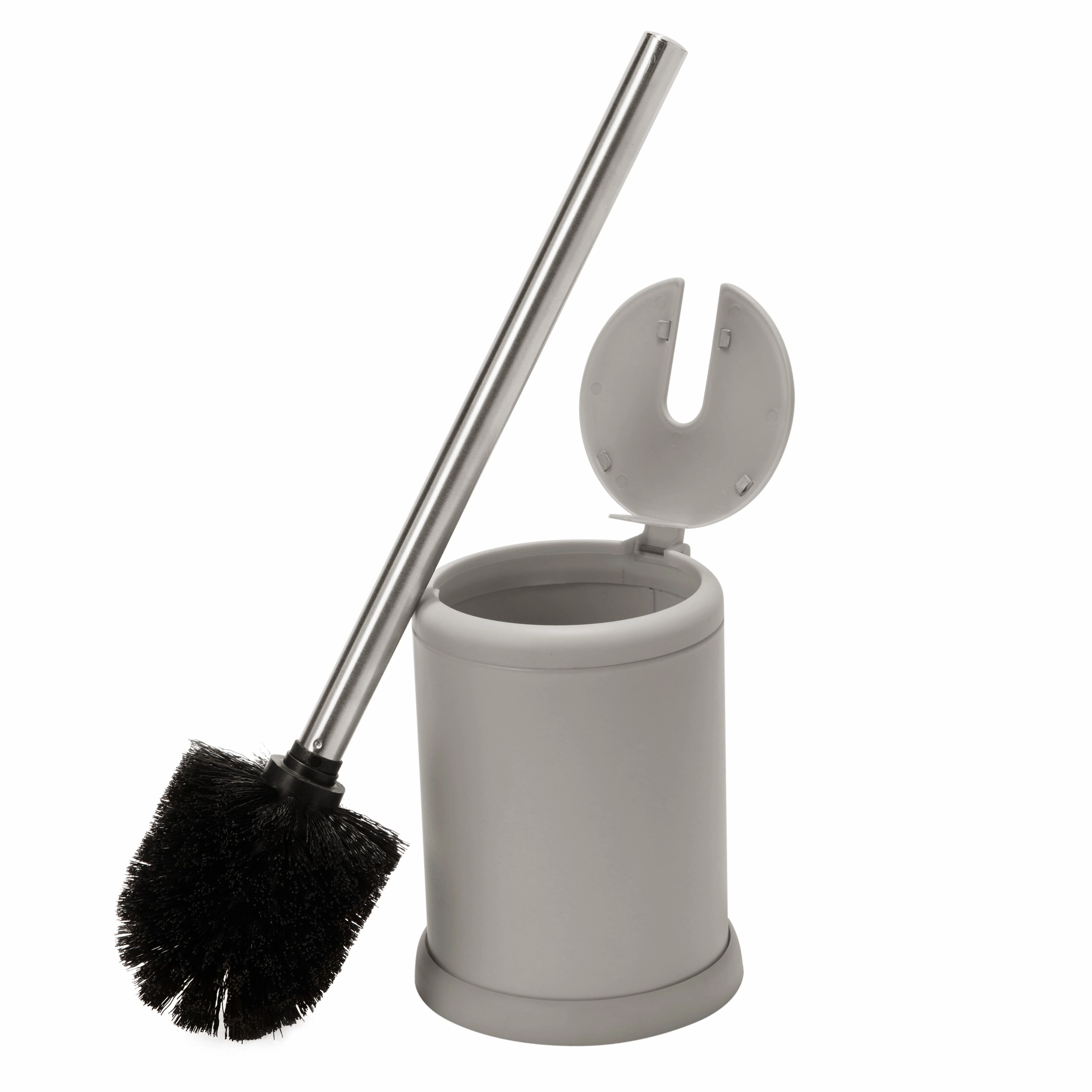 Bath Bliss Self Closing Lid Toilet Brush and Holder in Stainless Steel