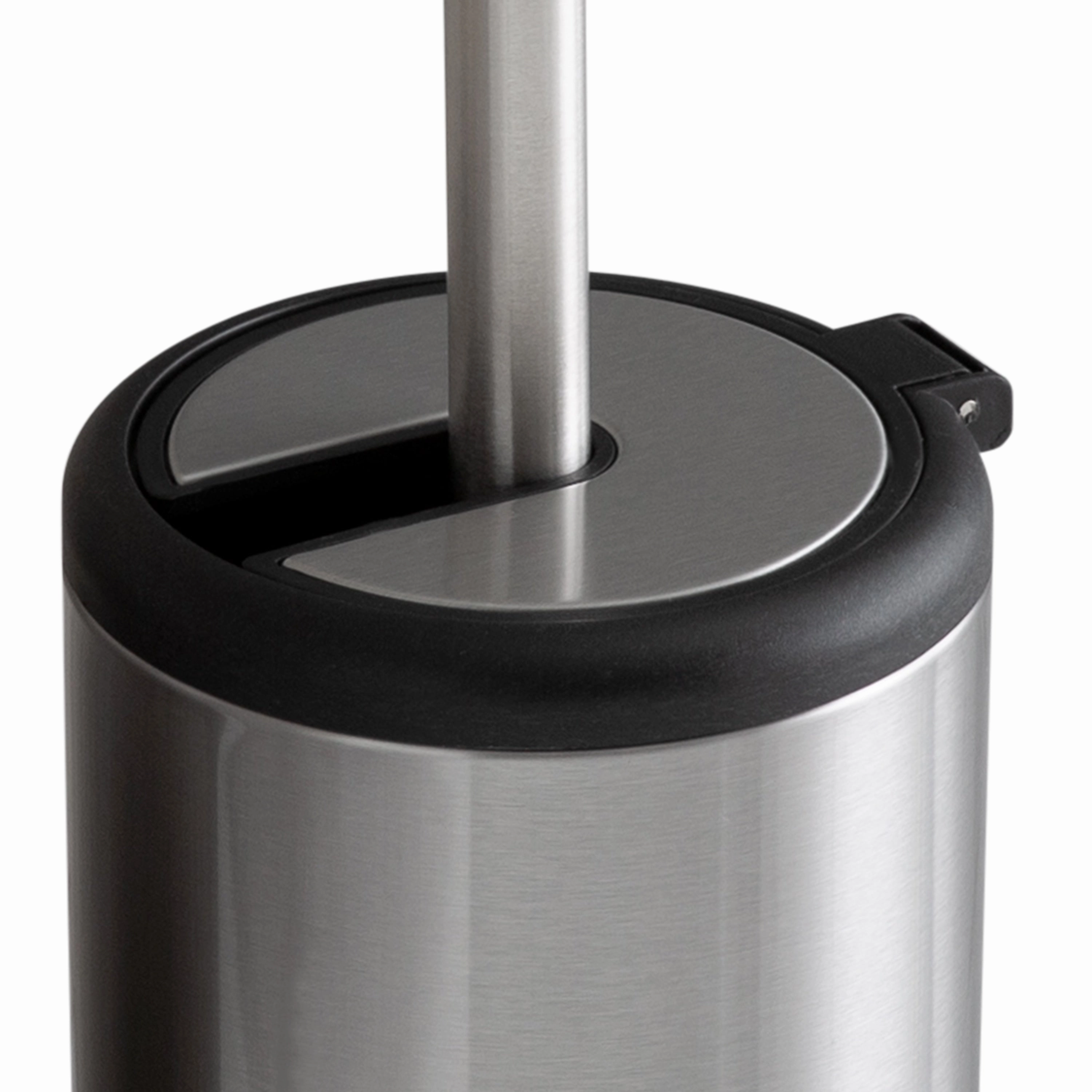 Bath Bliss Self Closing Lid Toilet Brush and Holder in Stainless Steel