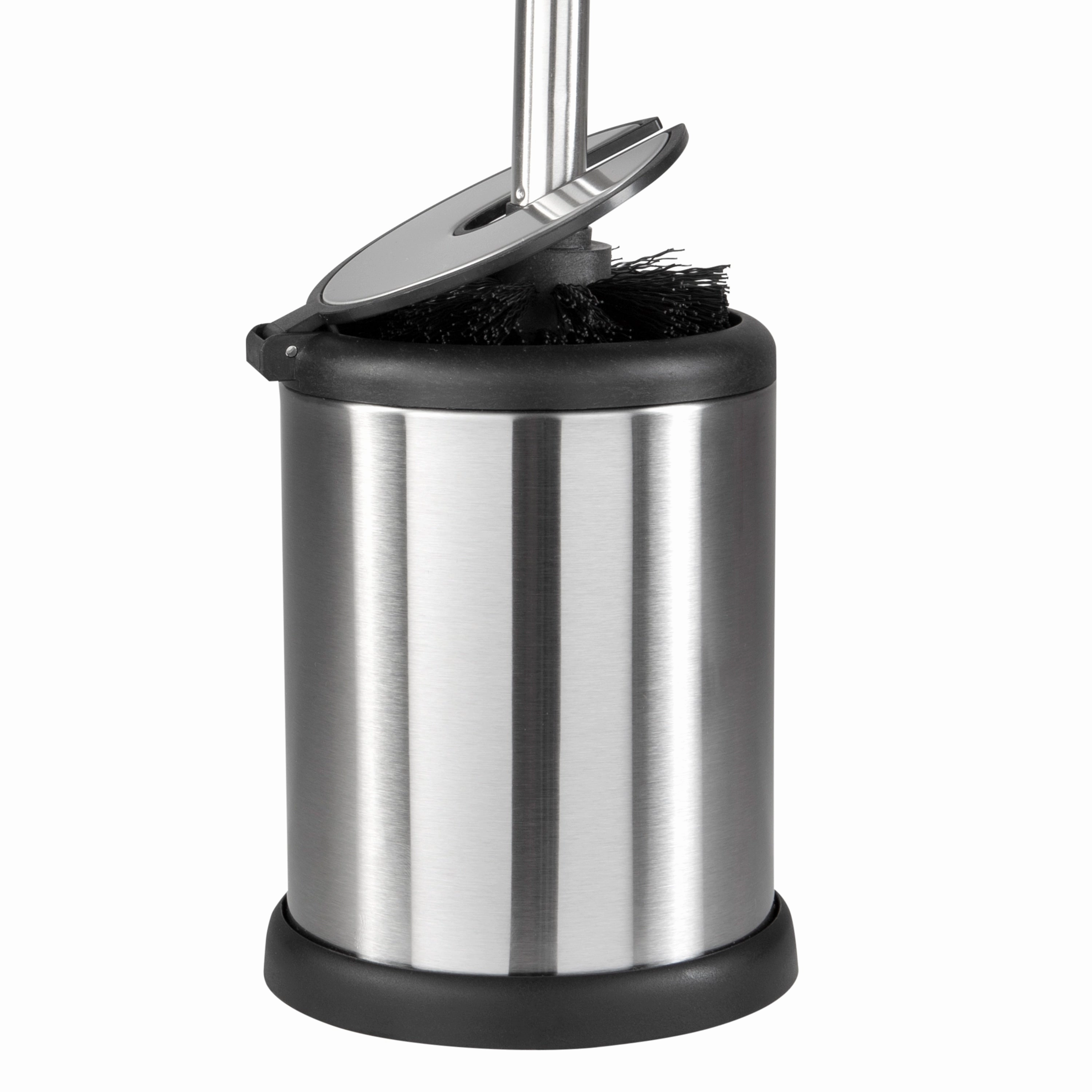 Bath Bliss Self Closing Lid Toilet Brush and Holder in Stainless Steel