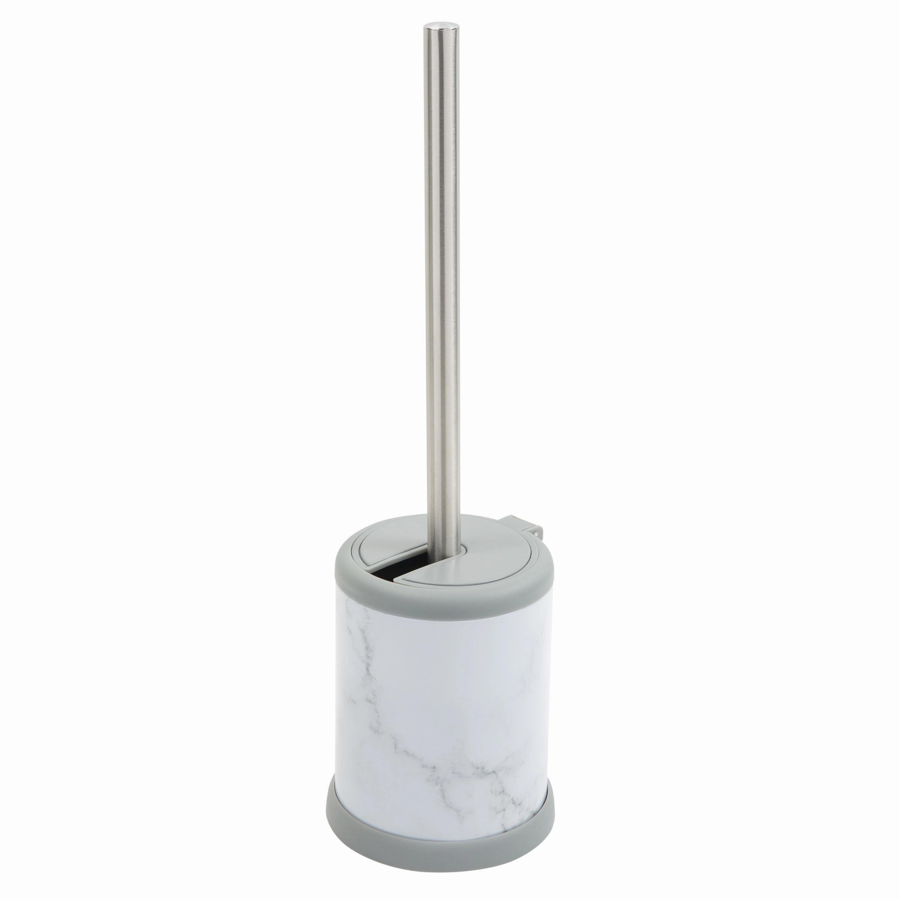 Bath Bliss Self Closing Lid Toilet Brush and Holder in Stainless Steel