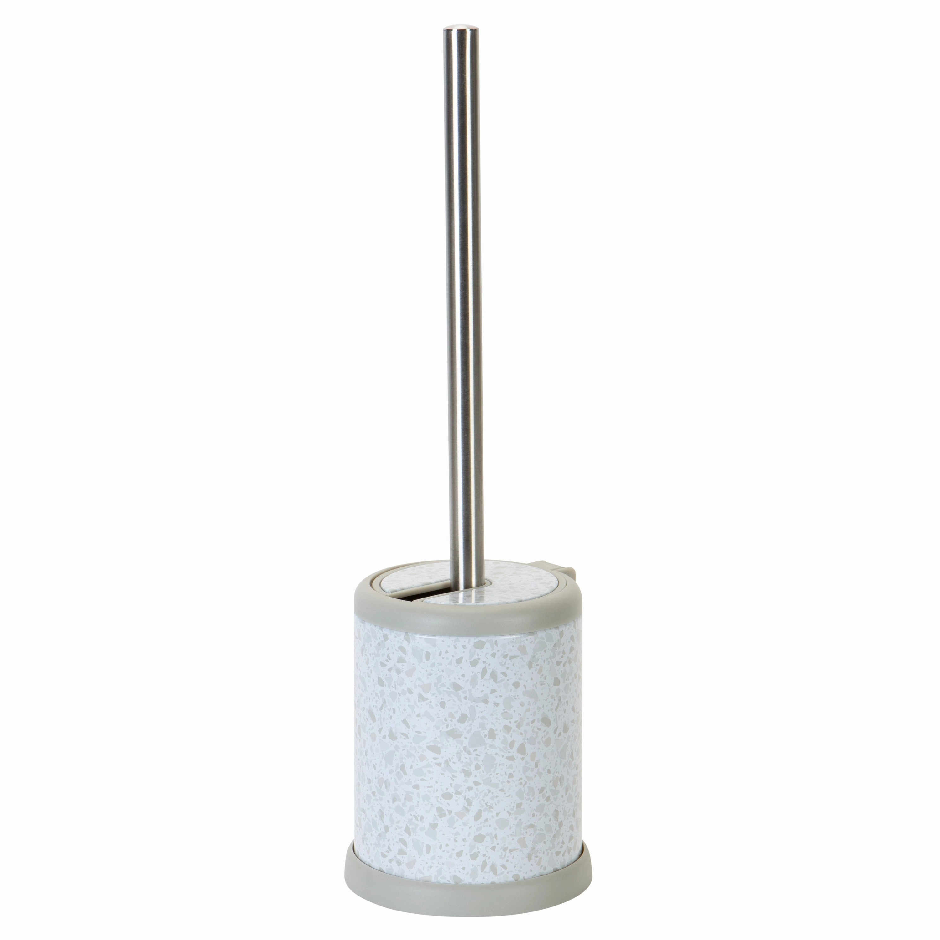 Bath Bliss Self Closing Lid Toilet Brush and Holder in Stainless Steel