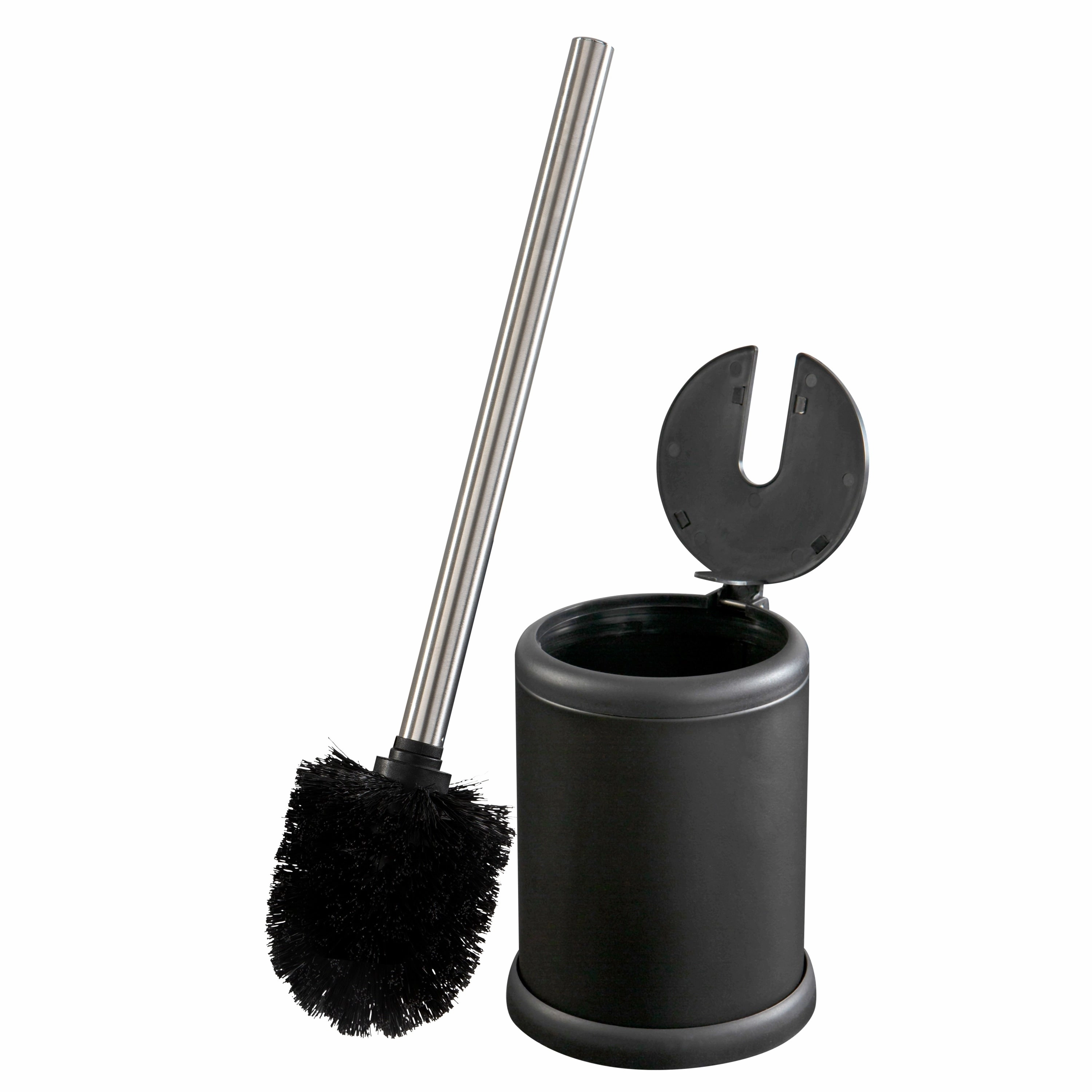 Bath Bliss Self Closing Lid Toilet Brush and Holder in Stainless Steel