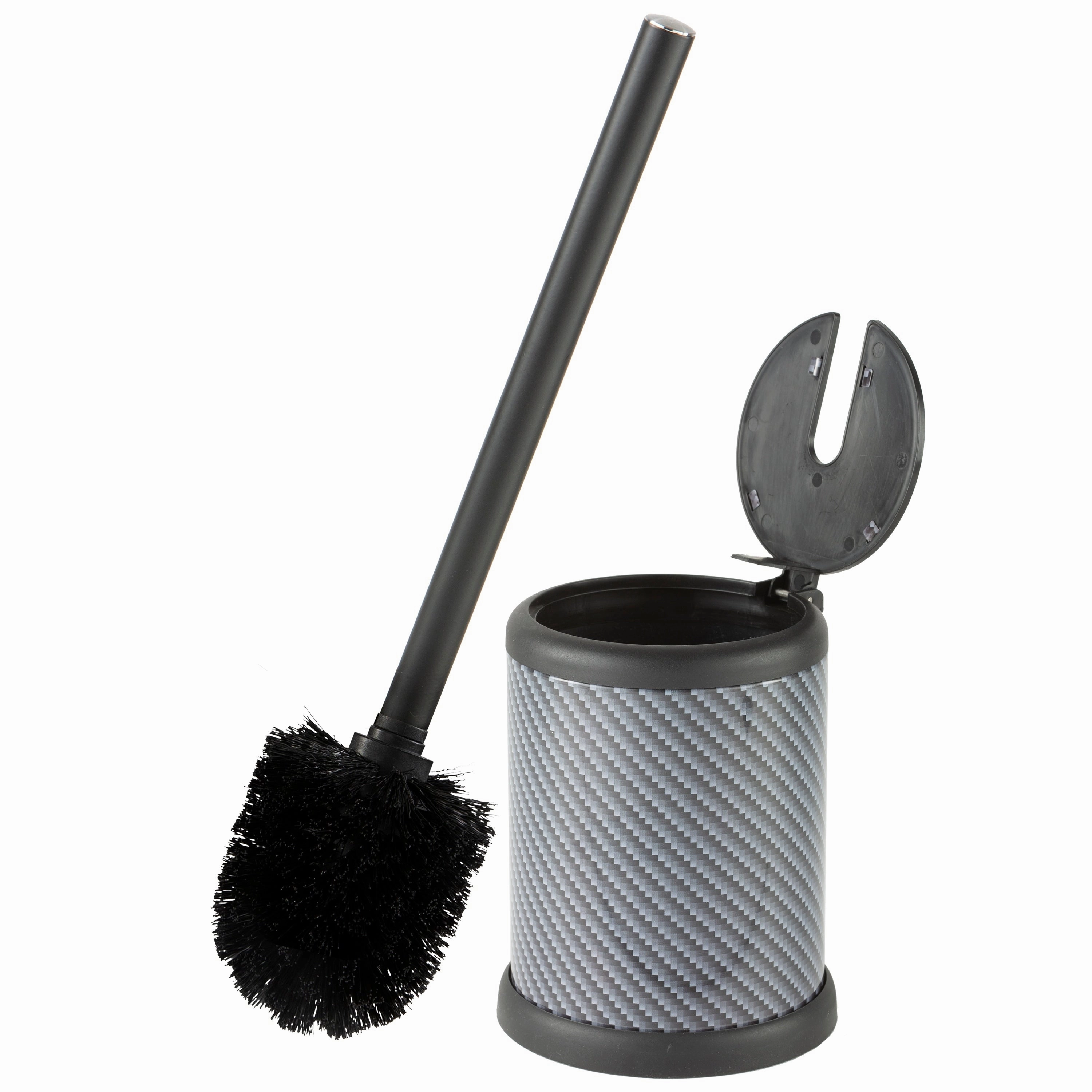 Bath Bliss Self Closing Lid Toilet Brush and Holder in Stainless Steel