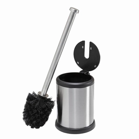Bath Bliss Self Closing Lid Toilet Brush and Holder in Stainless Steel Toilet Brush,Bathroom Cleaner