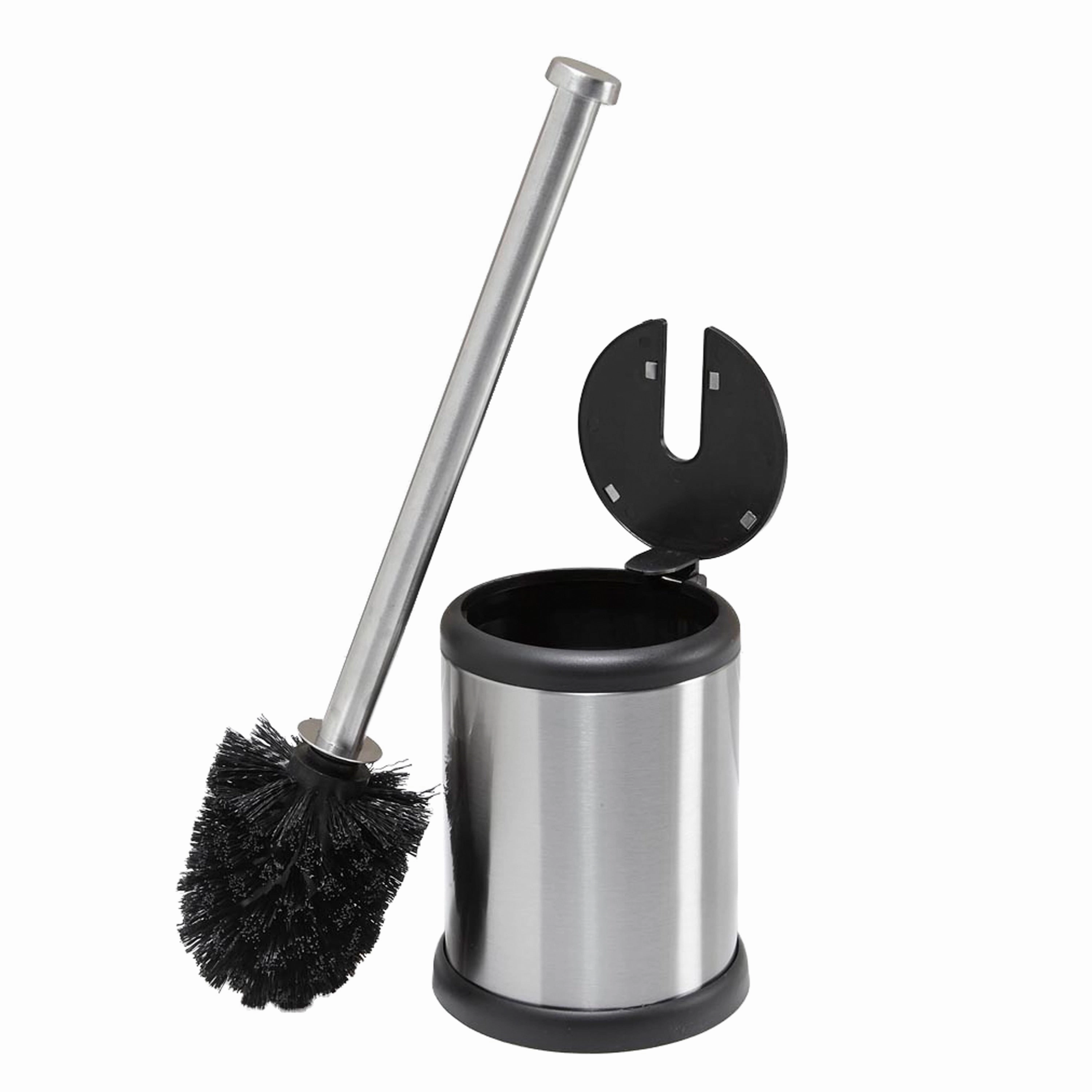 Bath Bliss Self Closing Lid Toilet Brush and Holder in Stainless Steel Toilet Brush,Bathroom Cleaner
