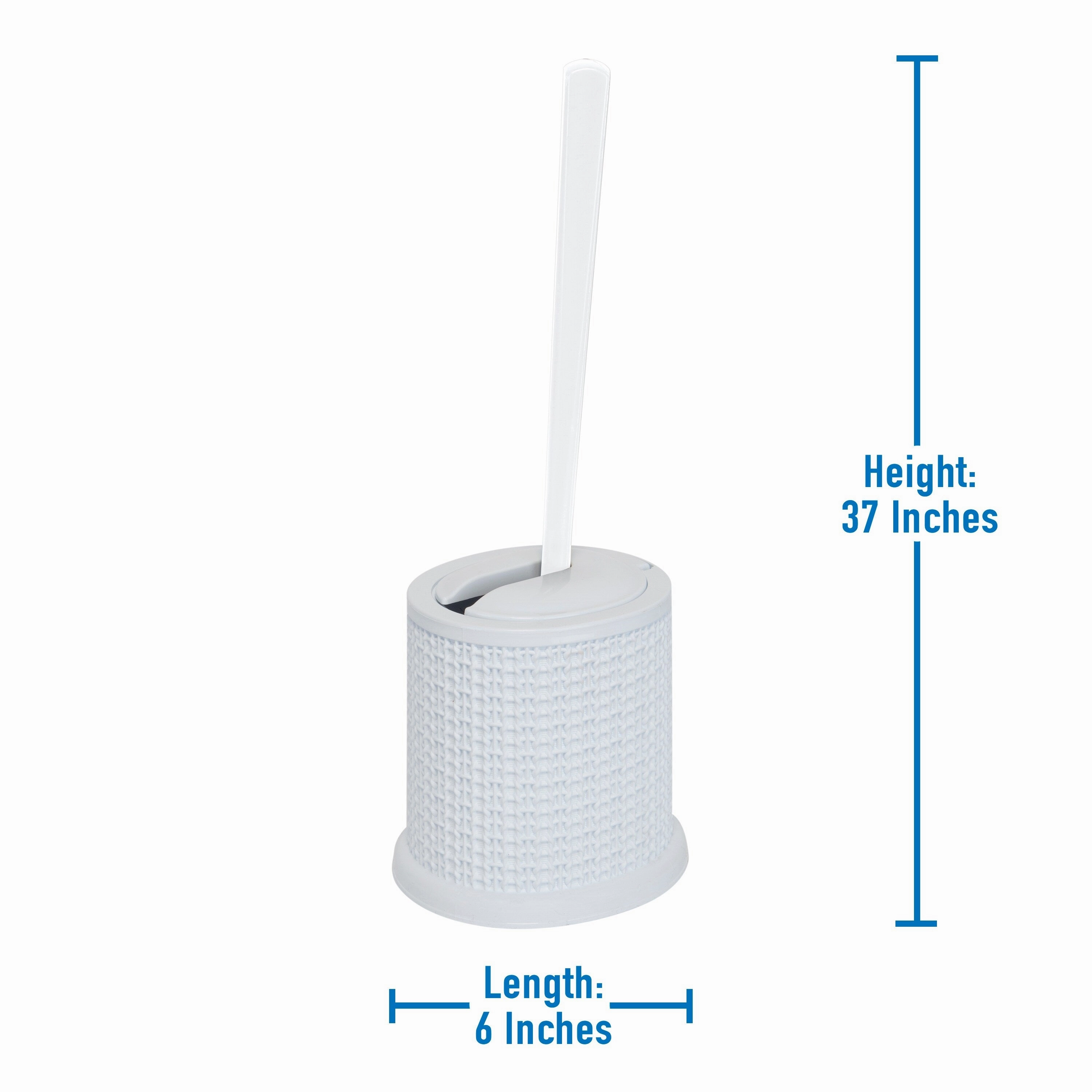 Bath Bliss Self Closing Lid Toilet Brush with Rim Scrubber in Sailor Knot Design - 5.9"x 5.3" x 15.4"