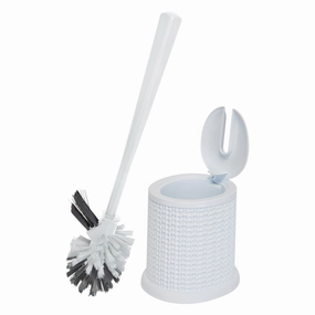 Bath Bliss Self Closing Lid Toilet Brush with Rim Scrubber in Sailor Knot Design - 5.9"x 5.3" x 15.4" Toilet Brush,Bathroom Cleaner