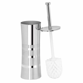 Bath Bliss Stainless Steel Toilet Brush and Holder in Two Tone - 3.94" x 3.94" x 14.17" Toilet Brush,Bathroom Cleaner