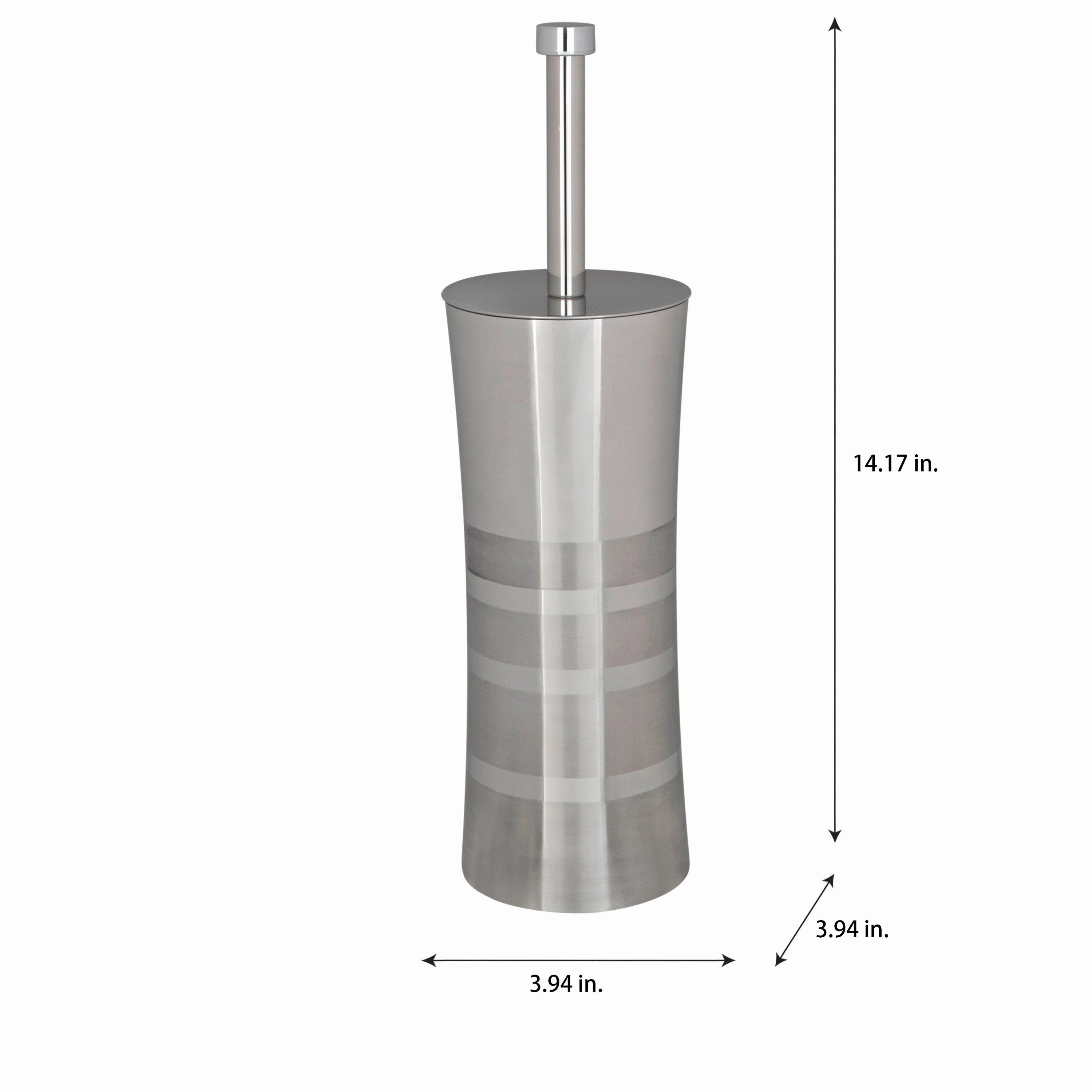 Bath Bliss Stainless Steel Toilet Brush and Holder in Two Tone - 3.94" x 3.94" x 14.17"