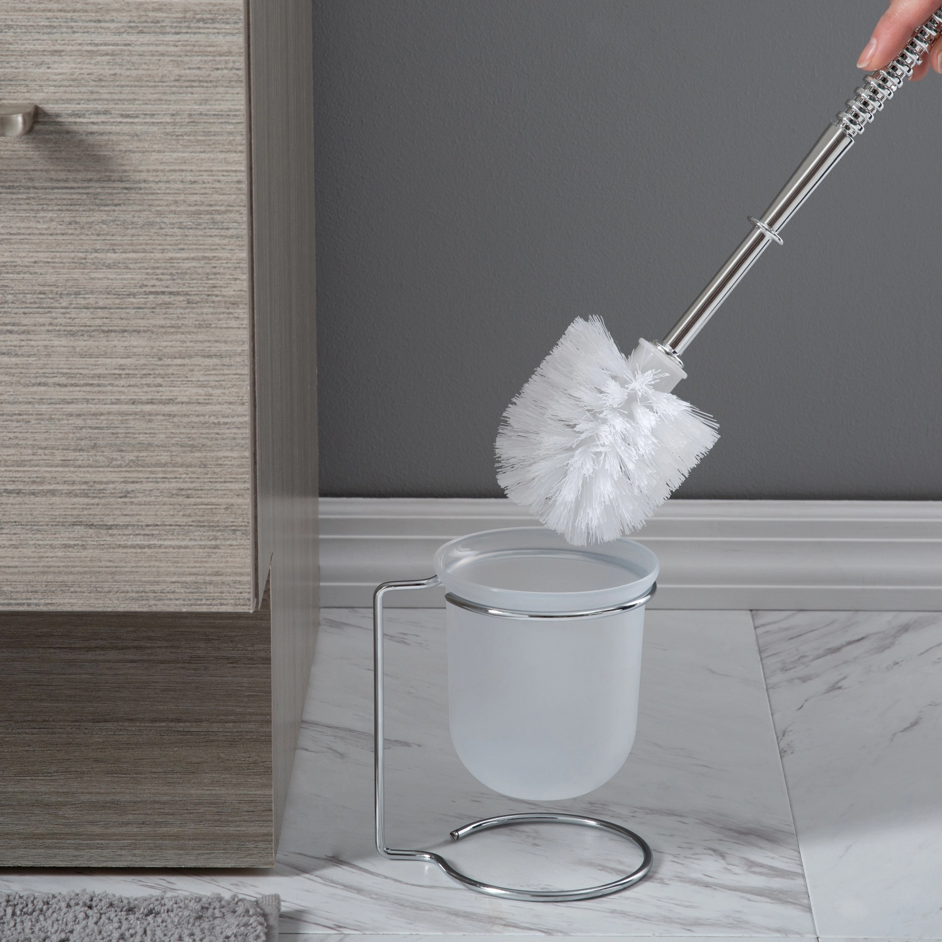 Bath Bliss Steel Toilet Brush and Holder in Chrome - 4.875 x 4 x 14.25