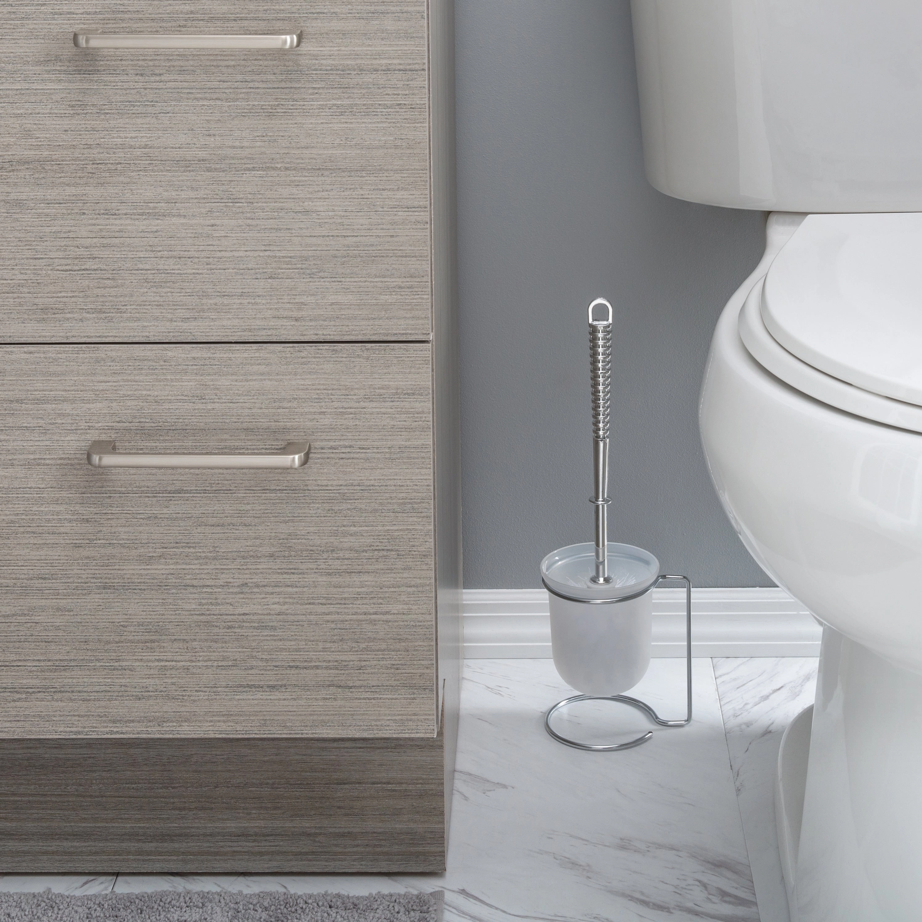 Bath Bliss Steel Toilet Brush and Holder in Chrome - 4.875 x 4 x 14.25