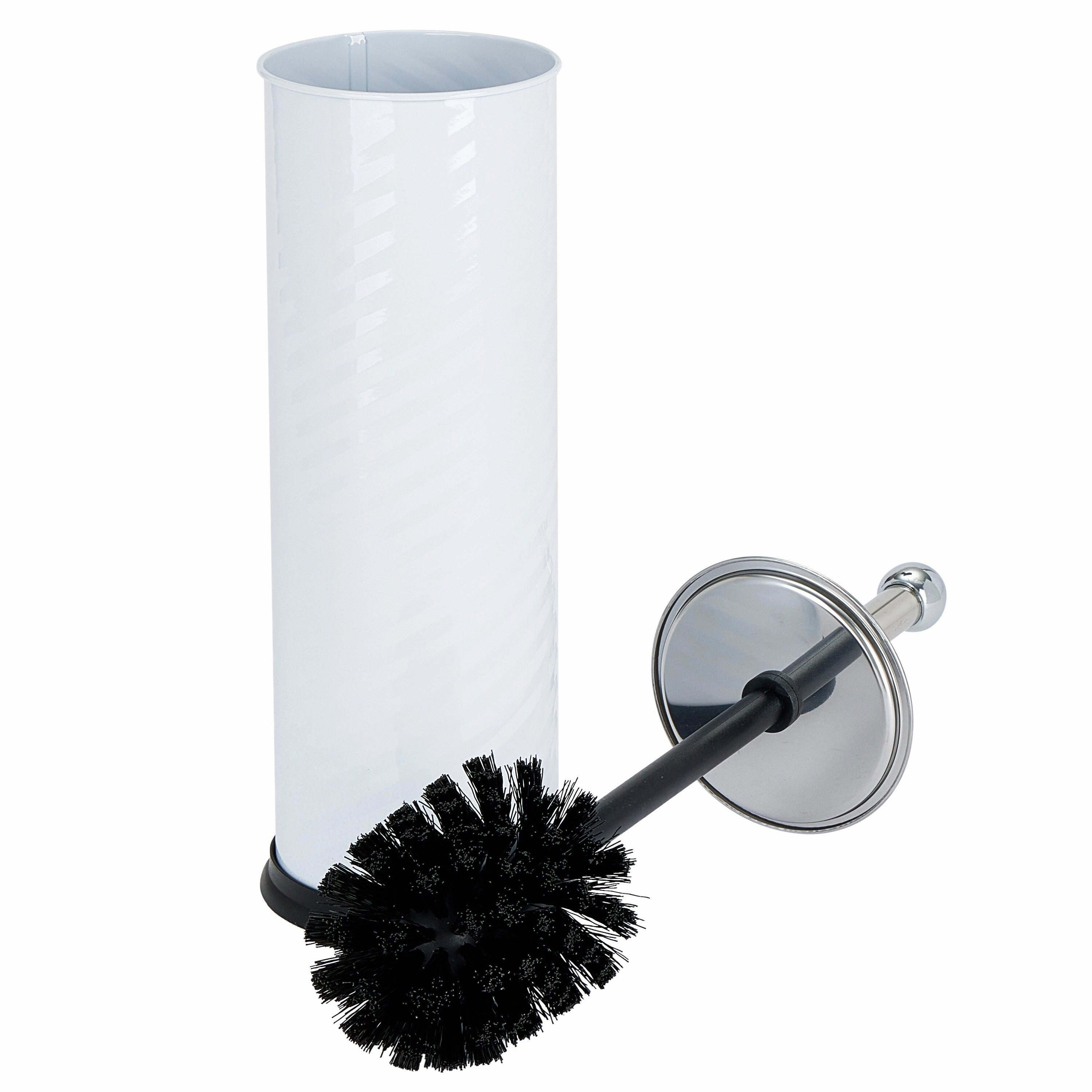 Bath Bliss Swirled Texture Toilet Brush & Holder in White - 3.75"Rdx14.75"