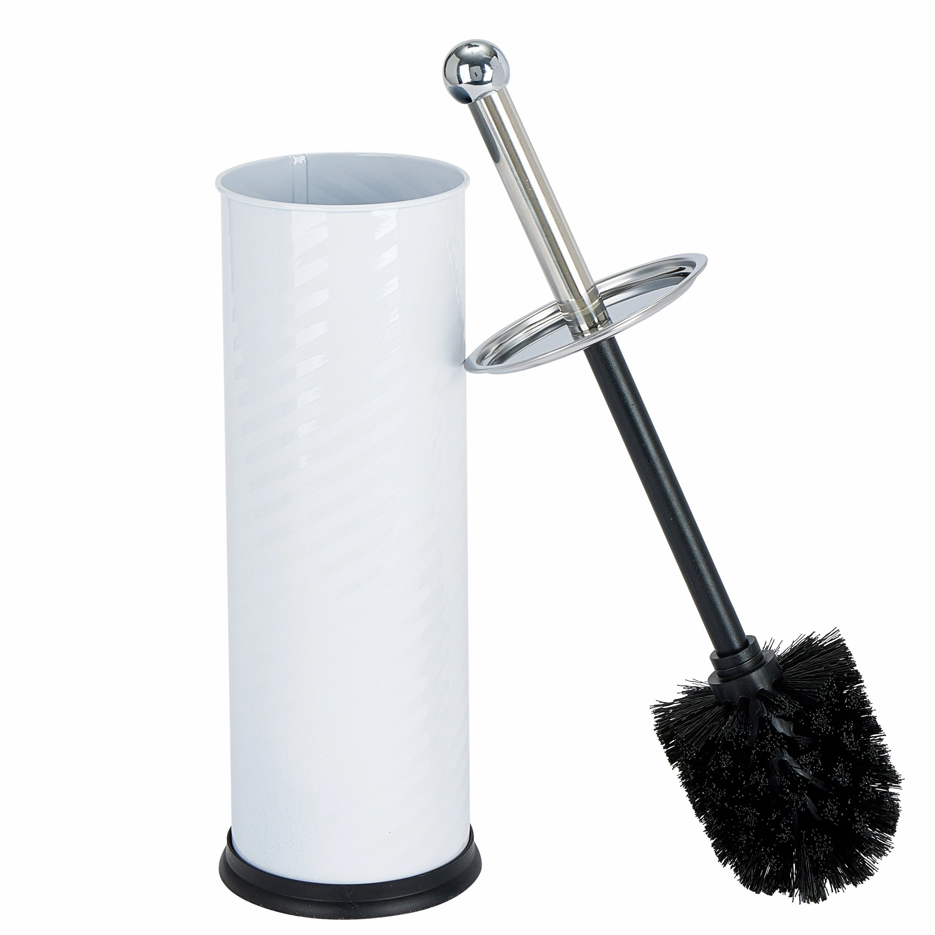 Bath Bliss Swirled Texture Toilet Brush & Holder in White - 3.75"Rdx14.75"