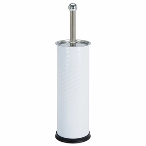 Bath Bliss Swirled Texture Toilet Brush & Holder in White - 3.75"Rdx14.75" Toilet Brush,Bathroom Cleaner