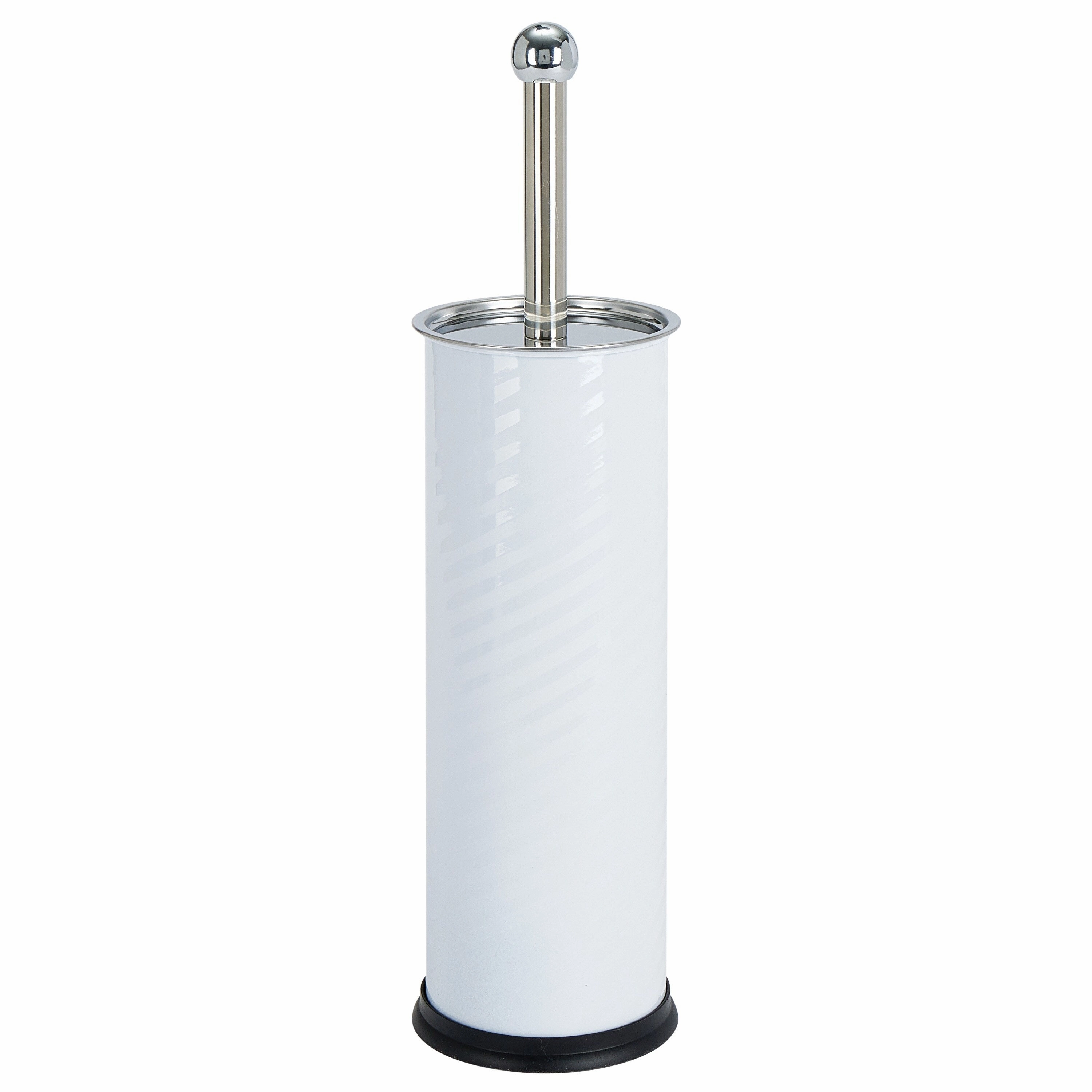 Bath Bliss Swirled Texture Toilet Brush & Holder in White - 3.75"Rdx14.75" Toilet Brush,Bathroom Cleaner