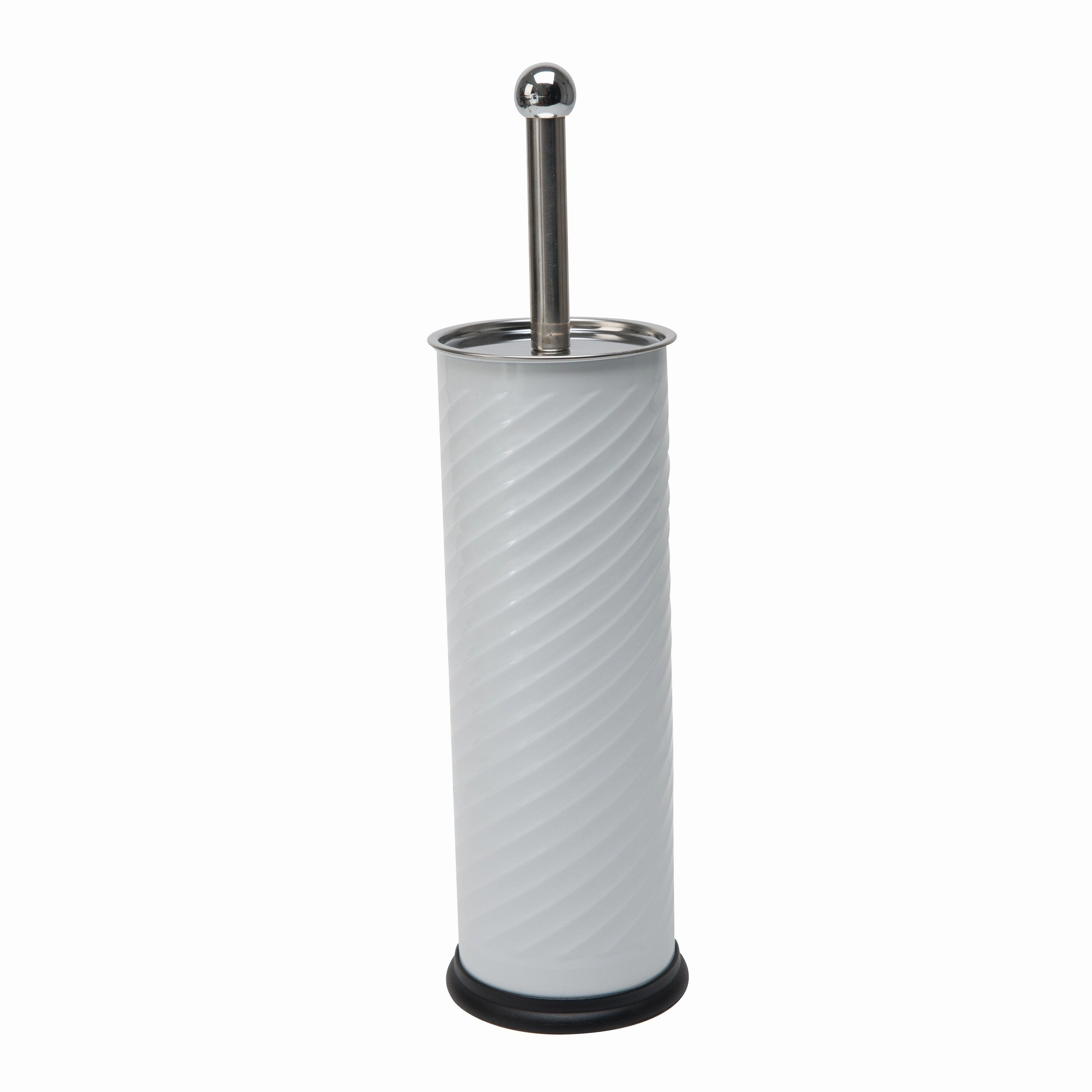 Bath Bliss Swirled Texture Toilet Brush & Holder in White - 3.75"Rdx14.75"