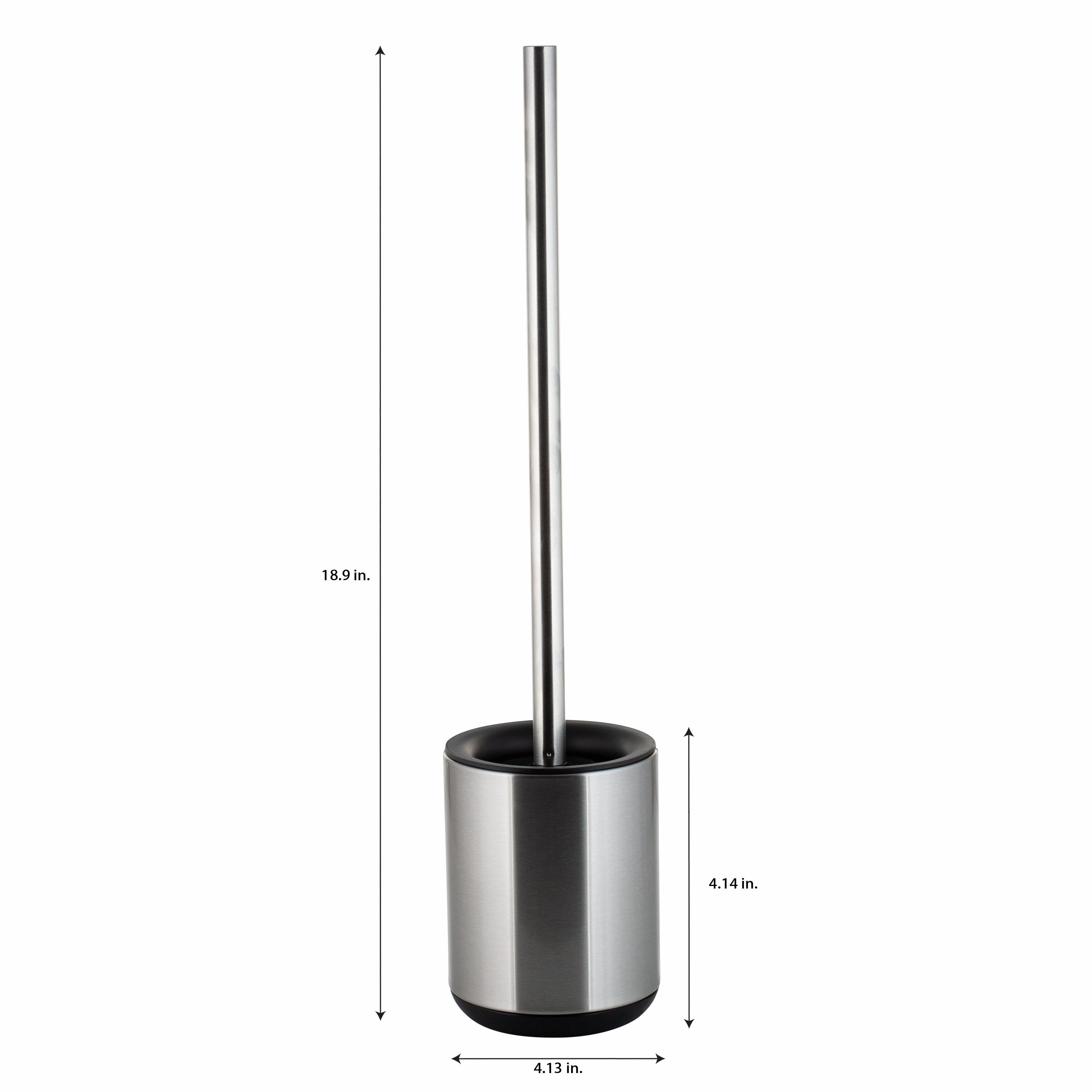 Bath Bliss Toilet Brush and Holder in Stainless Steel - 4.13" x 4.14" x 18.9"