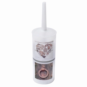 Bath Free Standing Printed Toilet Bowl Brush and Holder Design Nature - 3.94"L x 3.94"W x 13.78"H Toilet Brush,Bathroom Cleaner