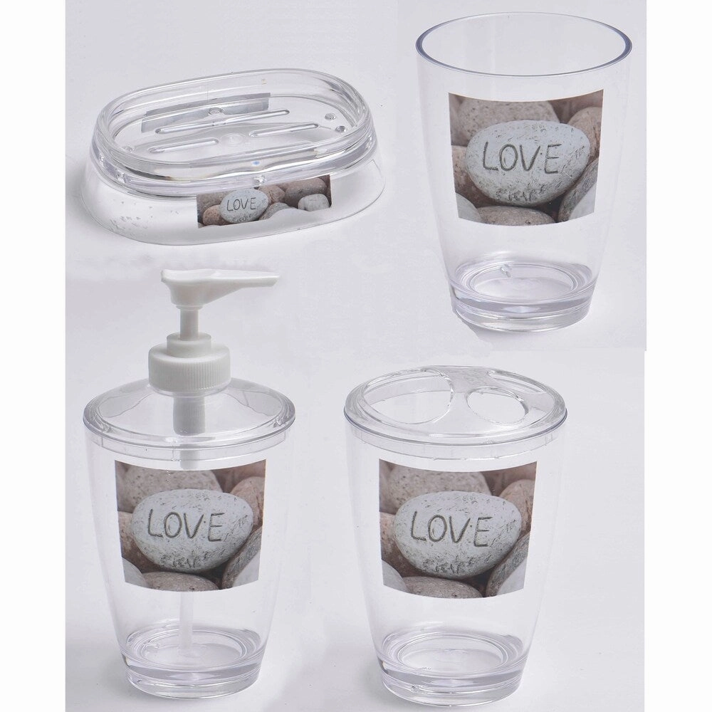 Bath Free Standing Printed Toilet Bowl Brush and Holder Design Nature - 3.94"L x 3.94"W x 13.78"H