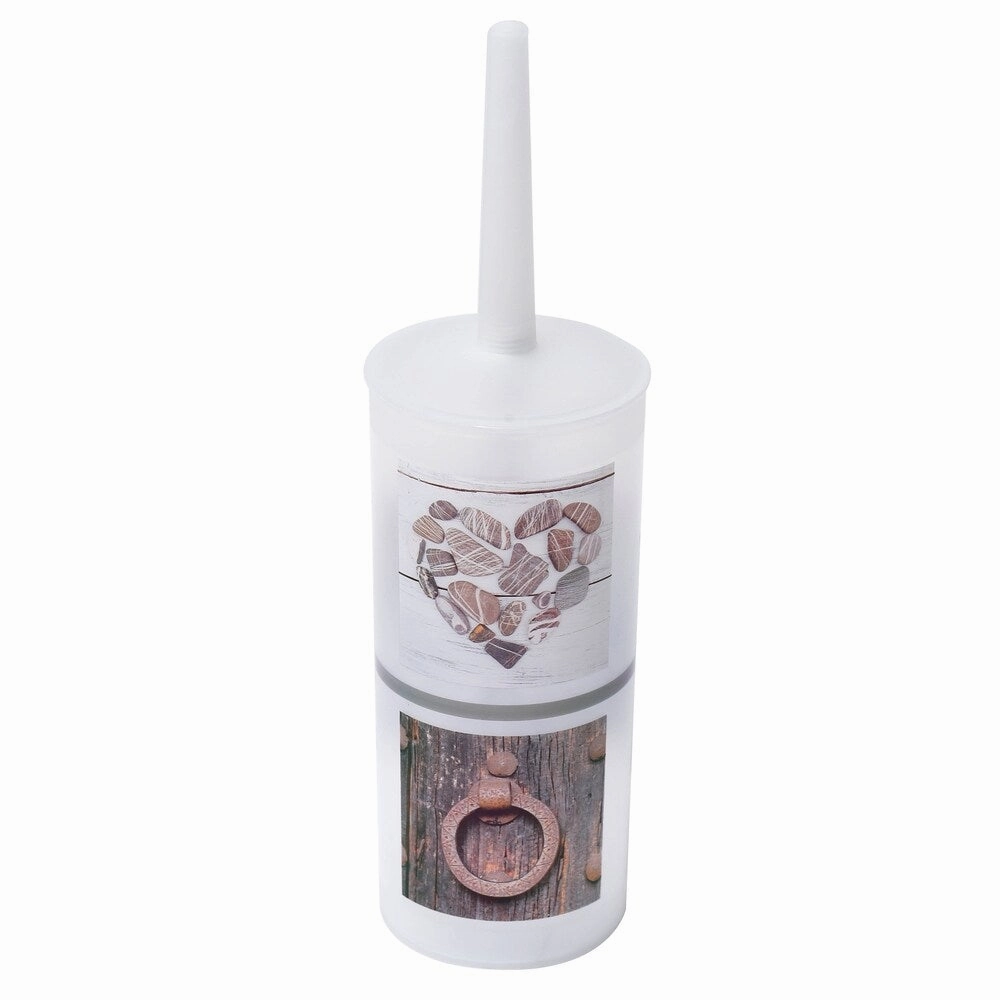 Bath Free Standing Printed Toilet Bowl Brush and Holder Design Nature - 3.94"L x 3.94"W x 13.78"H Toilet Brush,Bathroom Cleaner