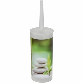 Bath Free Standing Printed Toilet Bowl Brush and Holder Zen and Co - 3.94"L x 3.94"W x 13.78"H Toilet Brush,Bathroom Cleaner