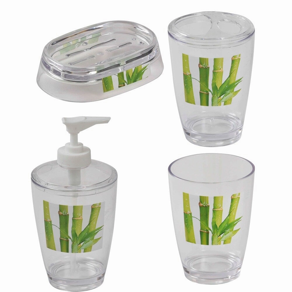 Bath Free Standing Printed Toilet Bowl Brush and Holder Zen and Co - 3.94"L x 3.94"W x 13.78"H