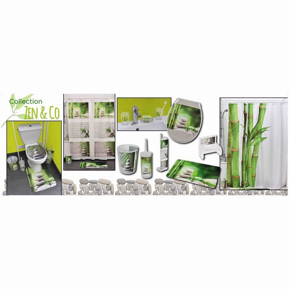Bath Free Standing Printed Toilet Bowl Brush and Holder Zen and Co - 3.94"L x 3.94"W x 13.78"H